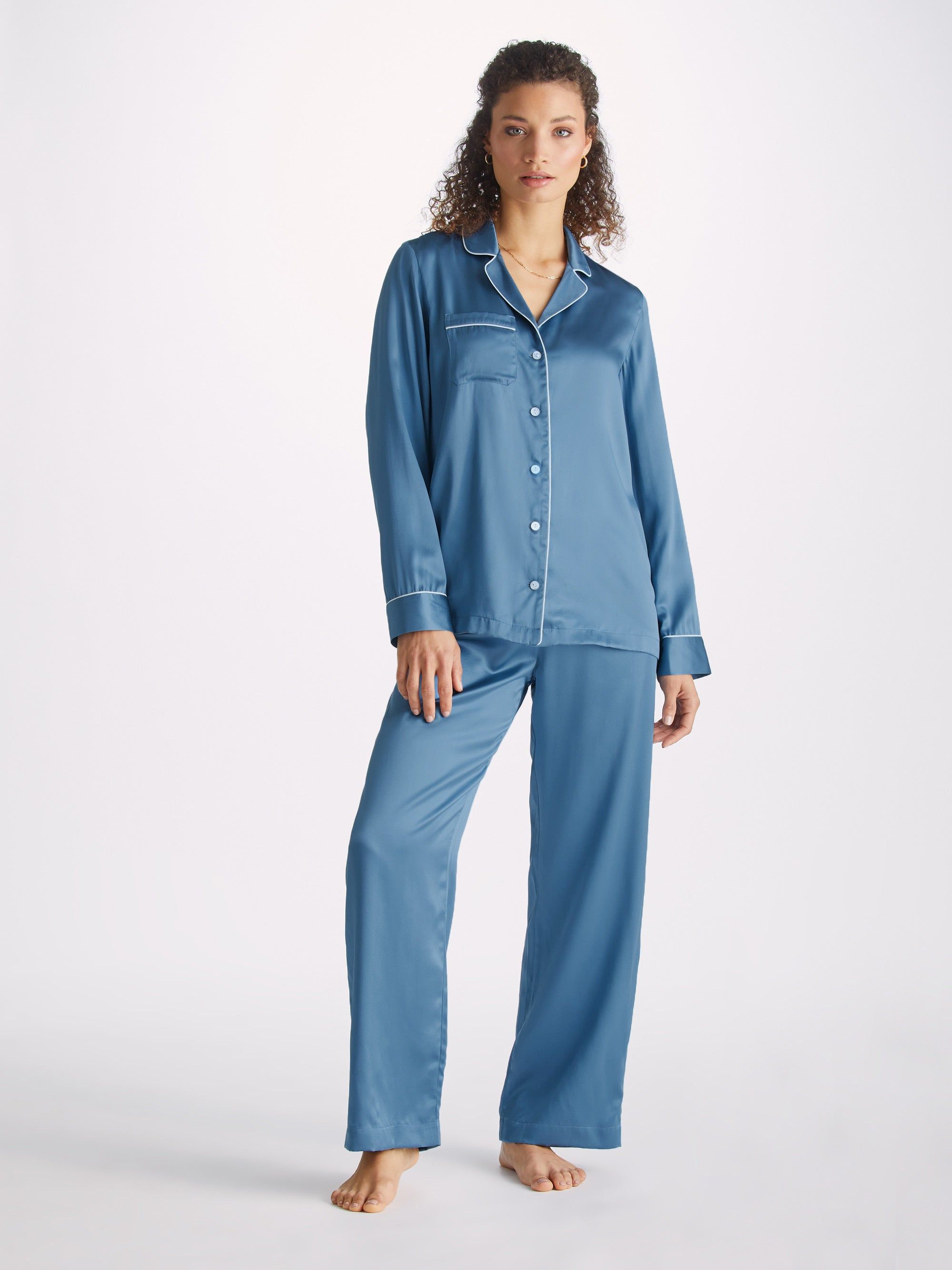 Women's Pyjamas Bailey Silk Satin Soft Denim sold by Derek Rose product image thumbnail 3
