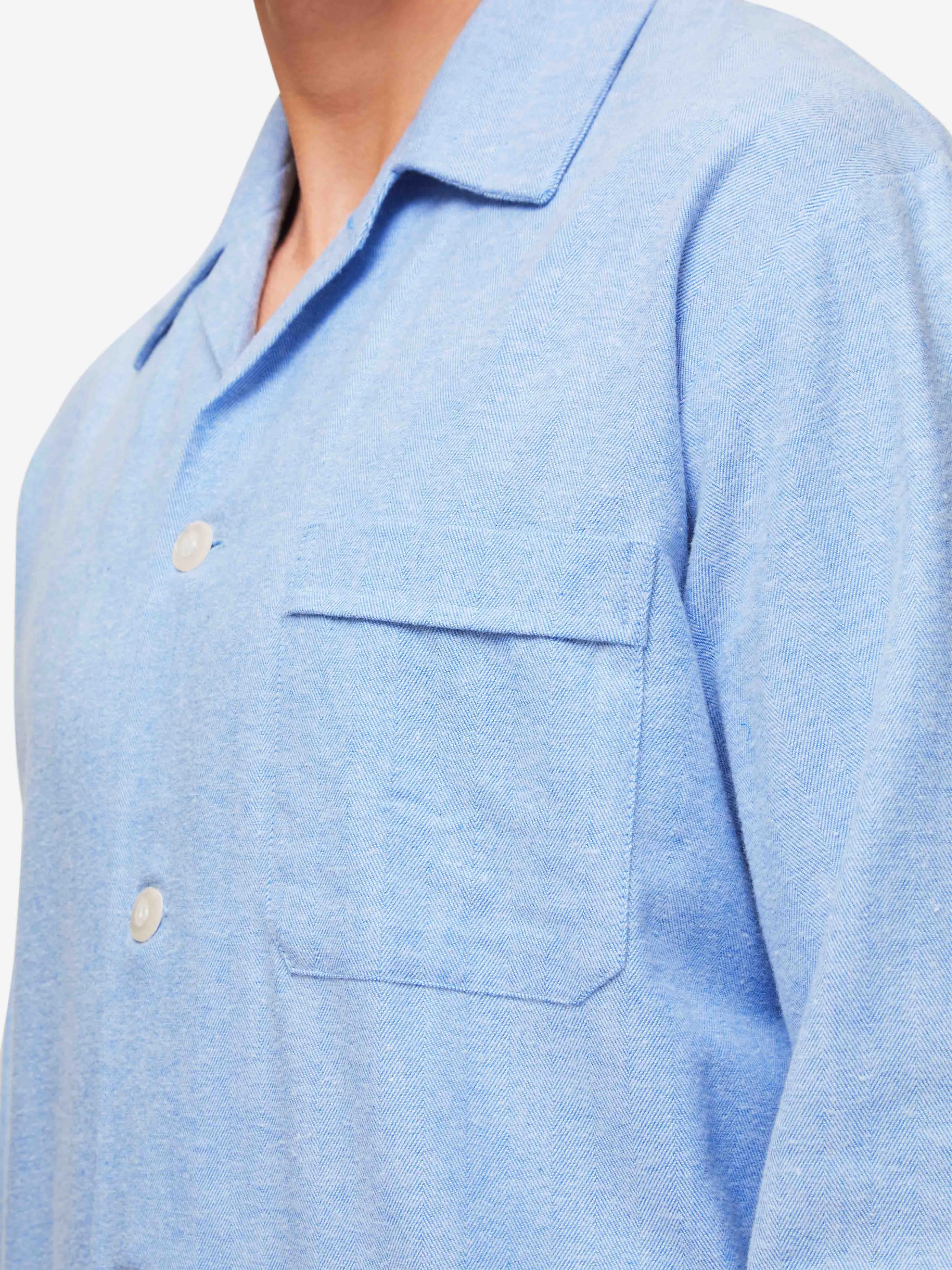 Men's Classic Fit Pajamas Arran 24 Brushed Cotton Blue sold by Derek Rose product image thumbnail 4