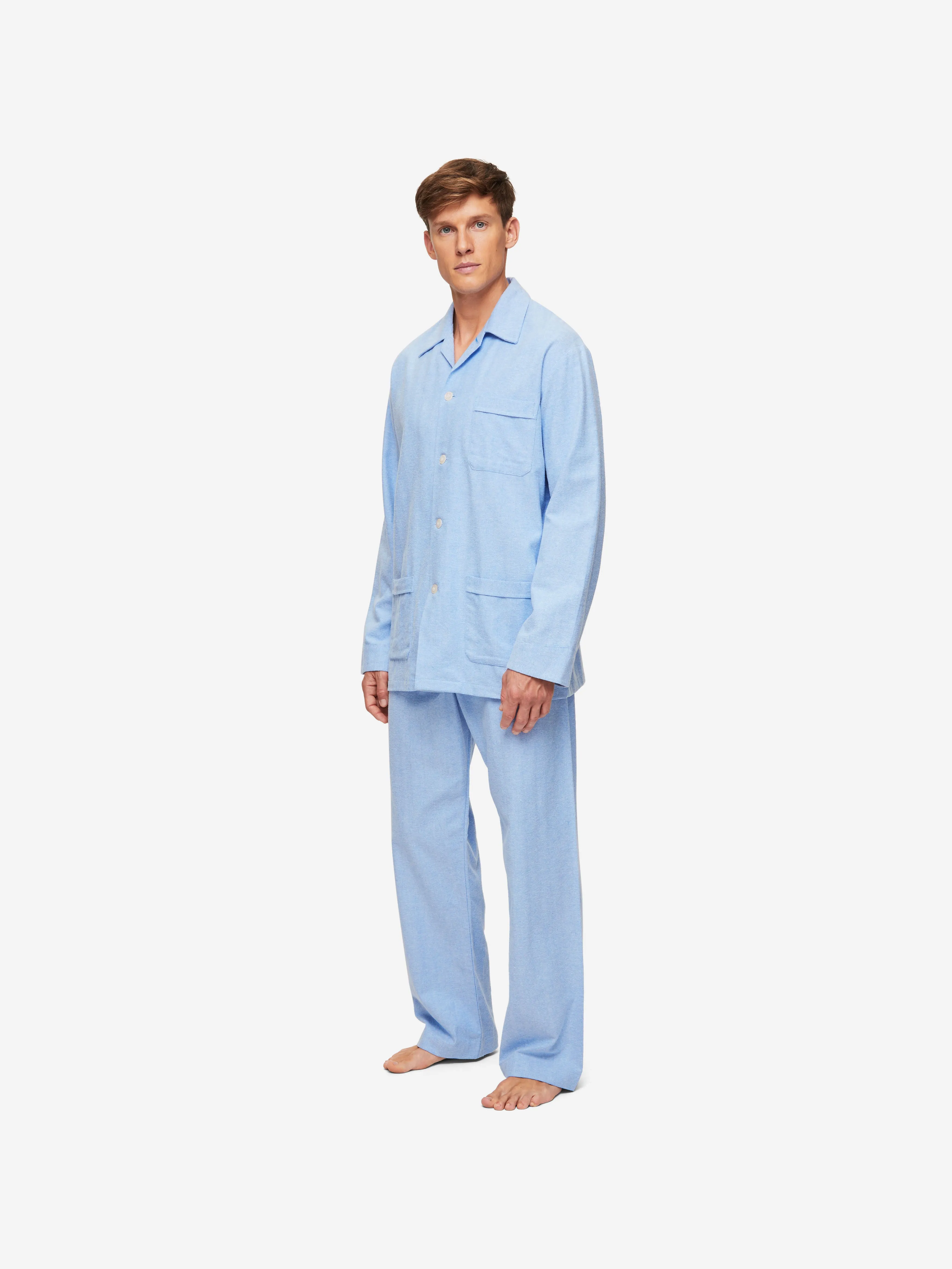 Men's Classic Fit Pajamas Arran 24 Brushed Cotton Blue sold by Derek Rose product image thumbnail 5