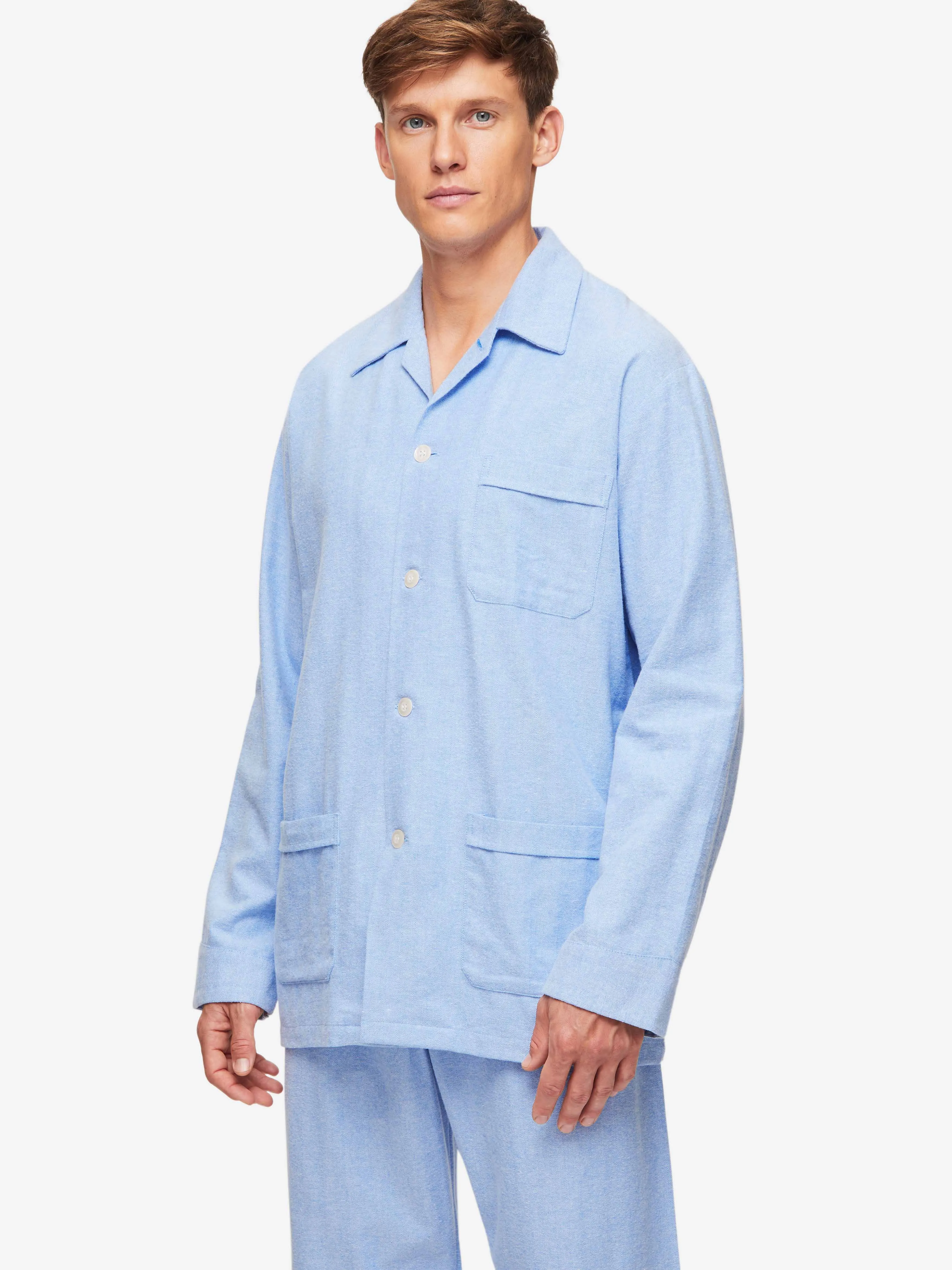 Men's Classic Fit Pajamas Arran 24 Brushed Cotton Blue sold by Derek Rose