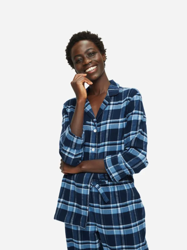 Women's Pyjamas Kelburn 22 Brushed Cotton Navy sold by Derek Rose