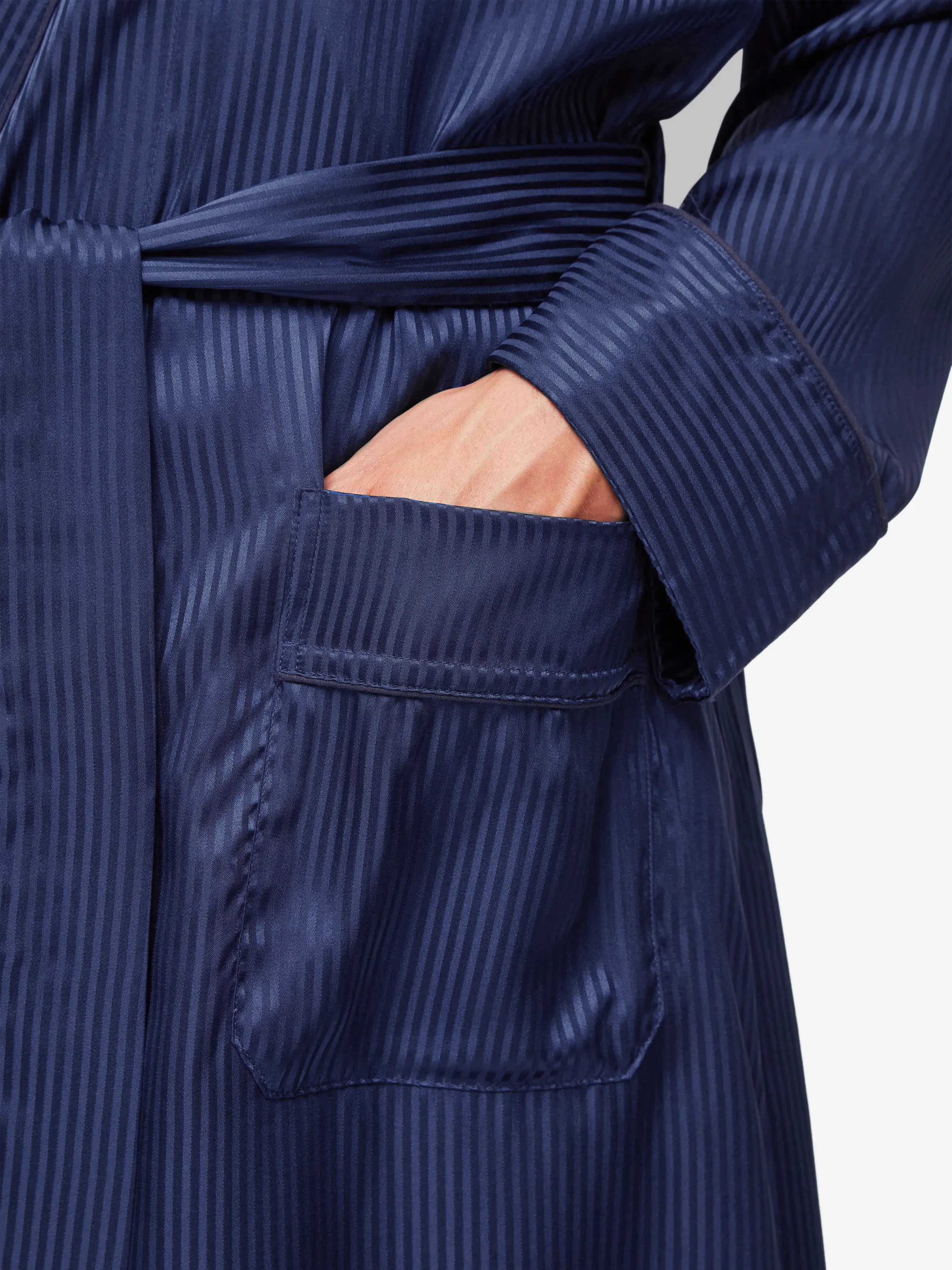 Men's Robe Woburn 8 Silk Satin Navy sold by Derek Rose