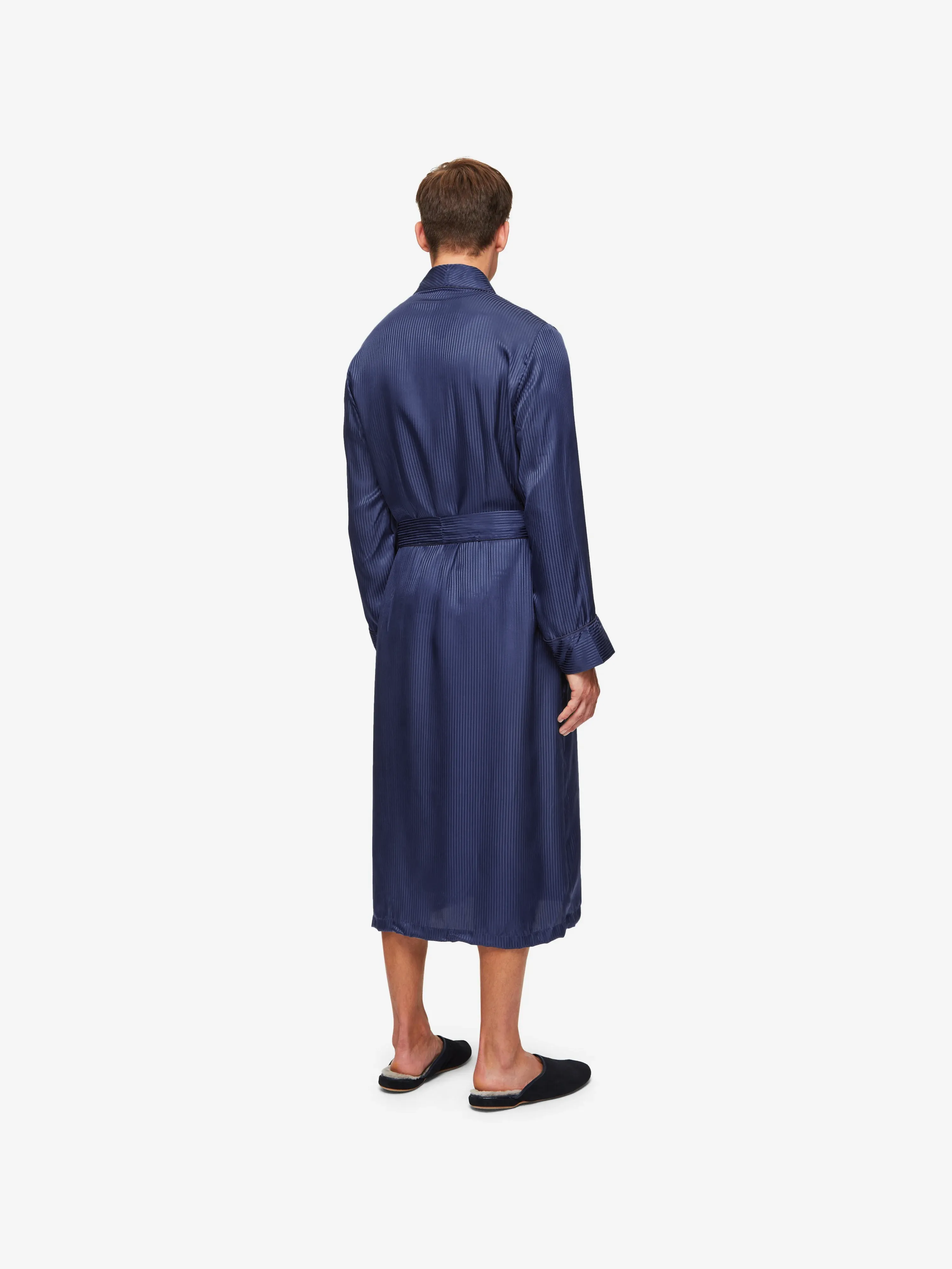 Men's Robe Woburn 8 Silk Satin Navy sold by Derek Rose product image thumbnail 4