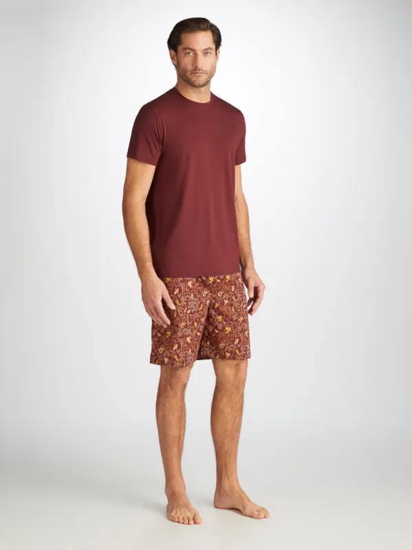 Men's T-Shirt Basel Micro Modal Stretch Burgundy sold by Derek Rose