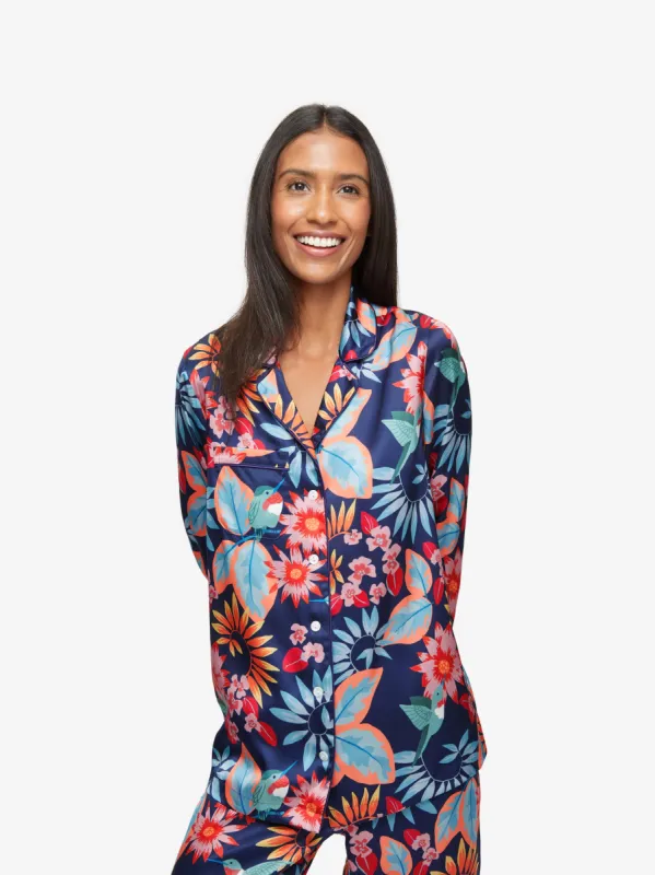 Women's Pyjamas Brindisi 87 Silk Satin Navy sold by Derek Rose