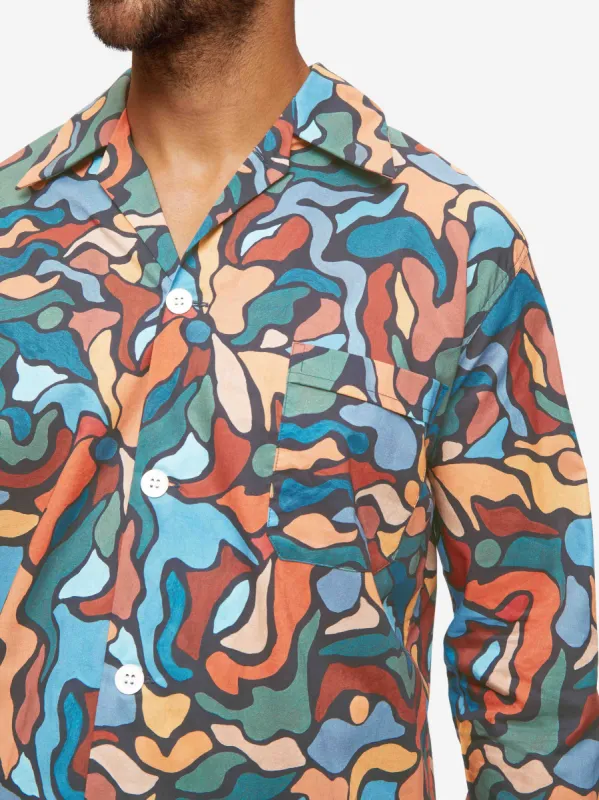 Men's Classic Fit Pyjamas Ledbury 61 Cotton Batiste Multi sold by Derek Rose