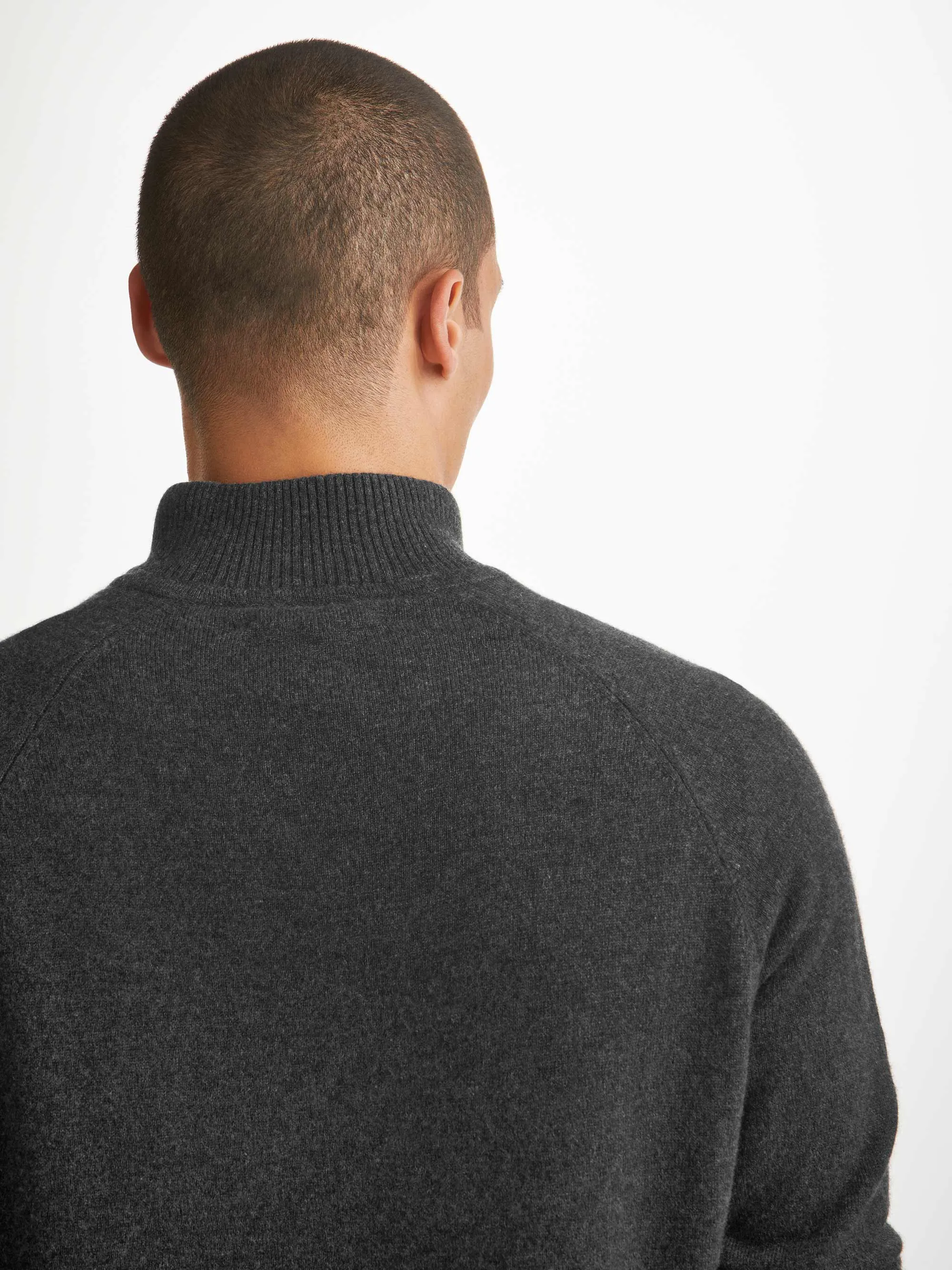 Men's Half-Zip Sweater Finley Cashmere Charcoal sold by Derek Rose product image thumbnail 5