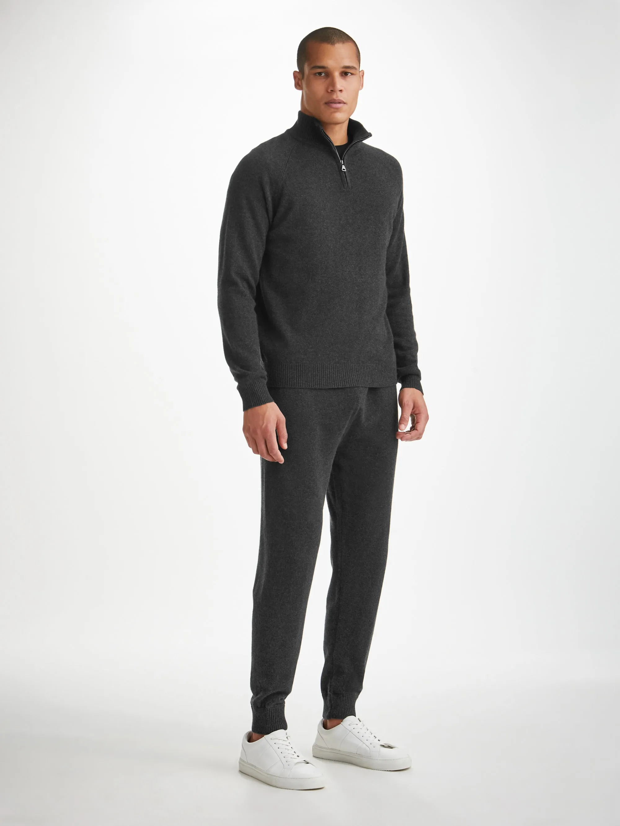 Men's Half-Zip Sweater Finley Cashmere Charcoal sold by Derek Rose product image thumbnail 3