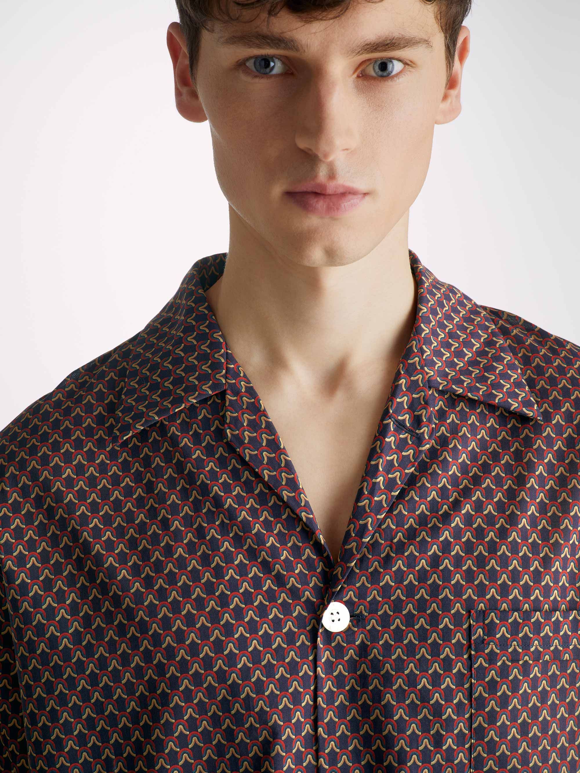 Men's Classic Fit Pyjamas Ledbury 65 Cotton Batiste Multi sold by Derek Rose