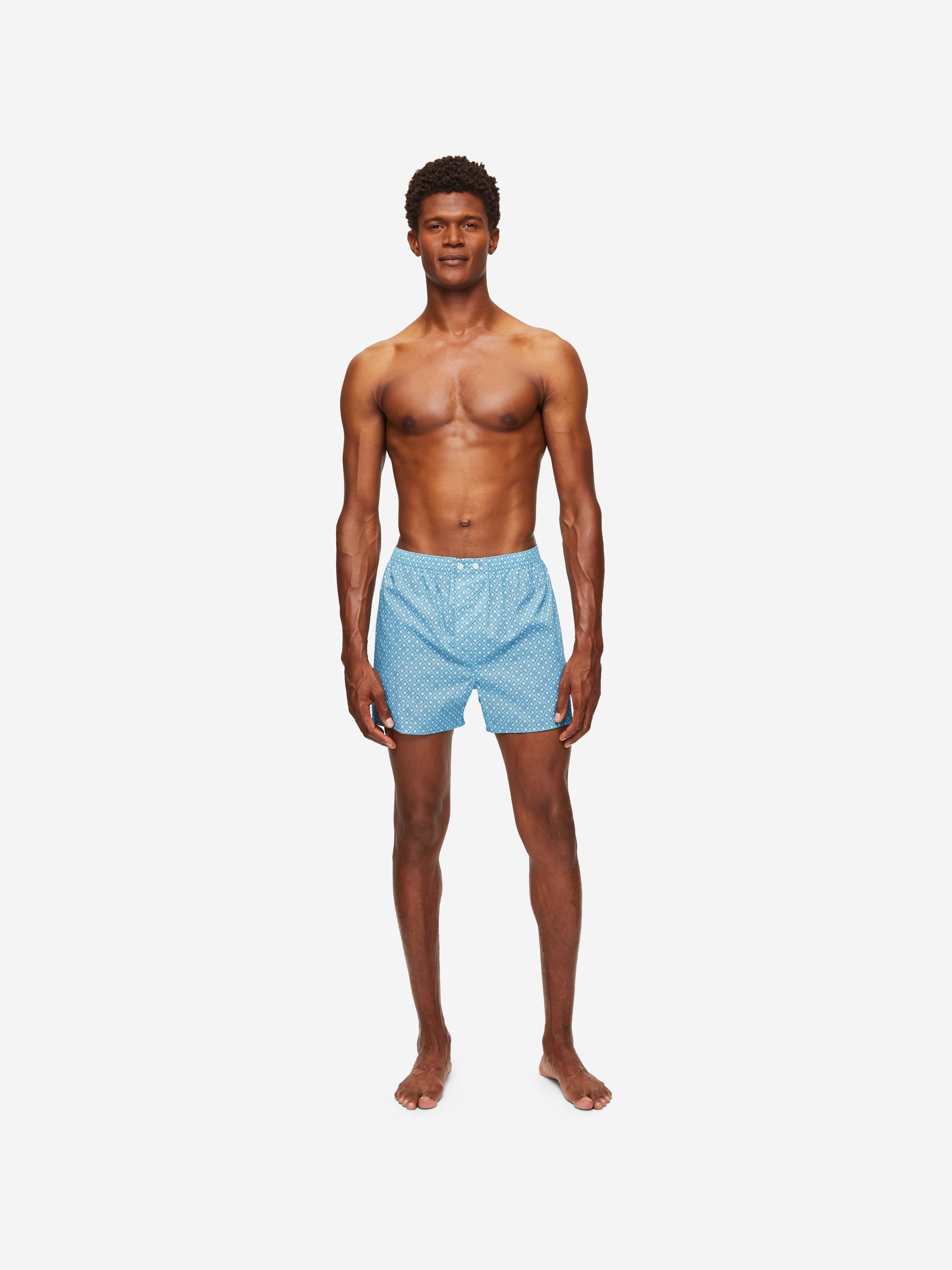 Men's Classic Fit Boxers Ledbury 56 Cotton Batiste Blue sold by Derek Rose product image thumbnail 3