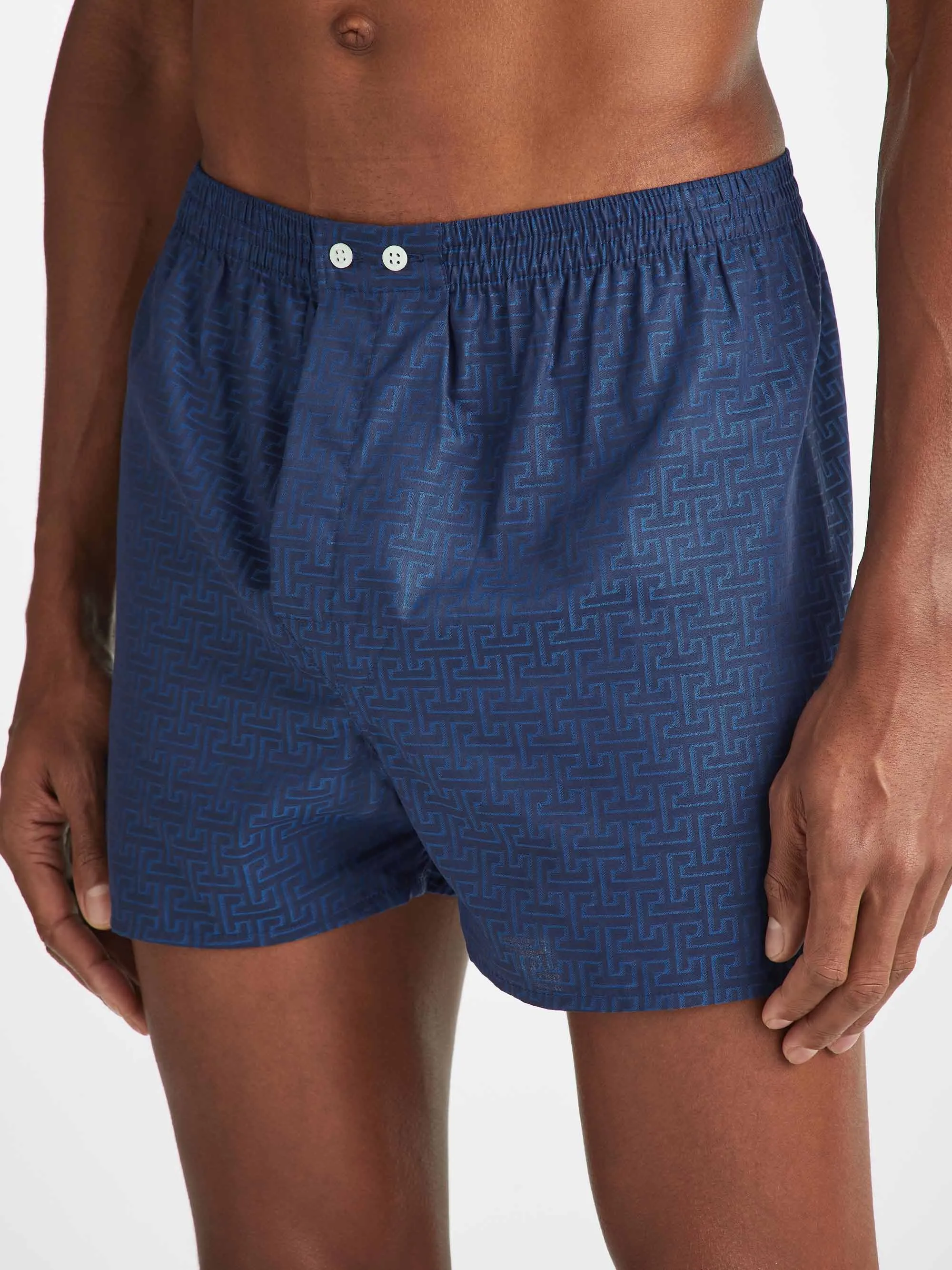 Men's Classic Fit Boxers Paris 27 Cotton Jacquard Navy sold by Derek Rose product image thumbnail 5