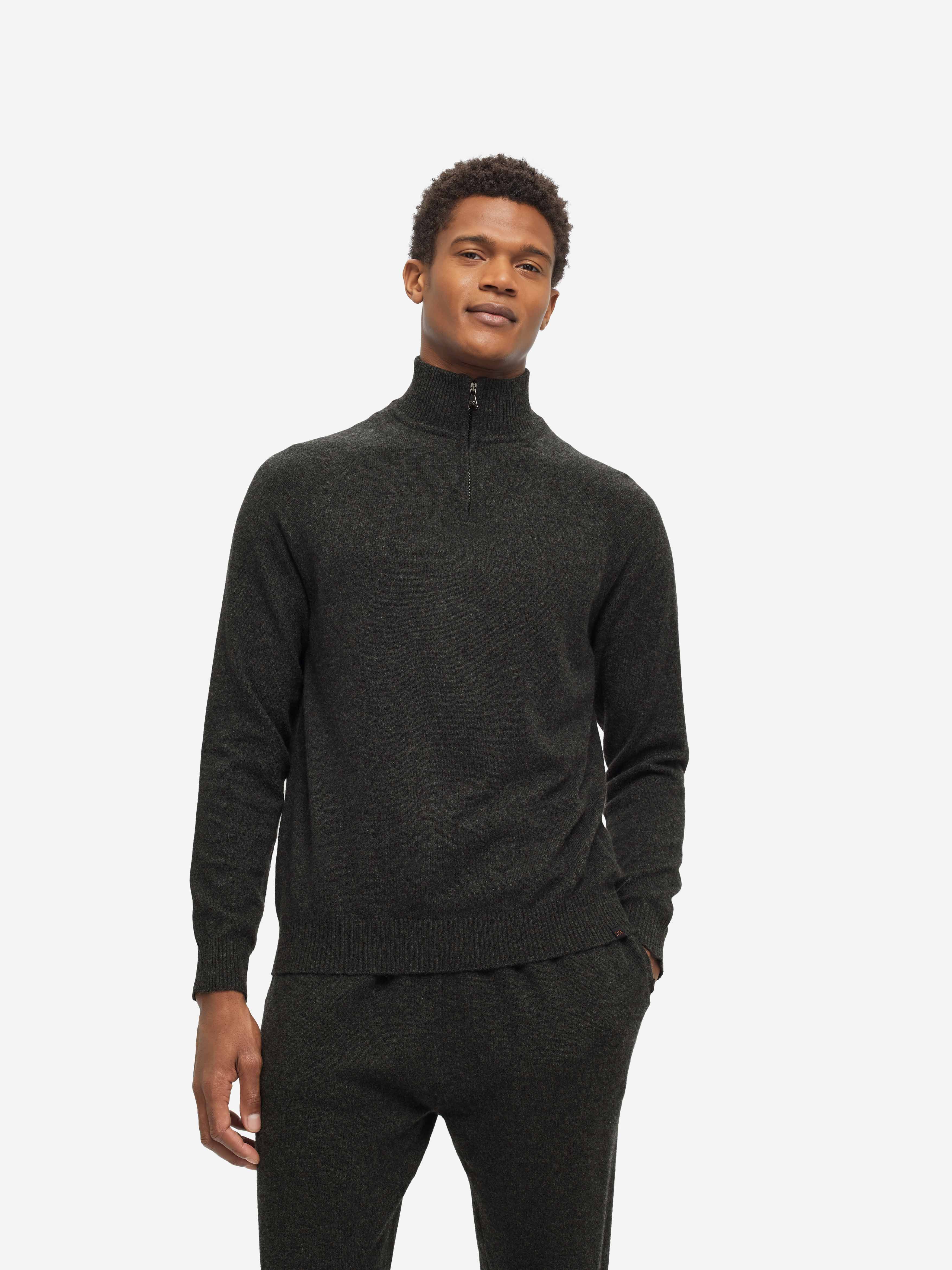 Men's Half-Zip Sweater Finley Cashmere Flint sold by Derek Rose