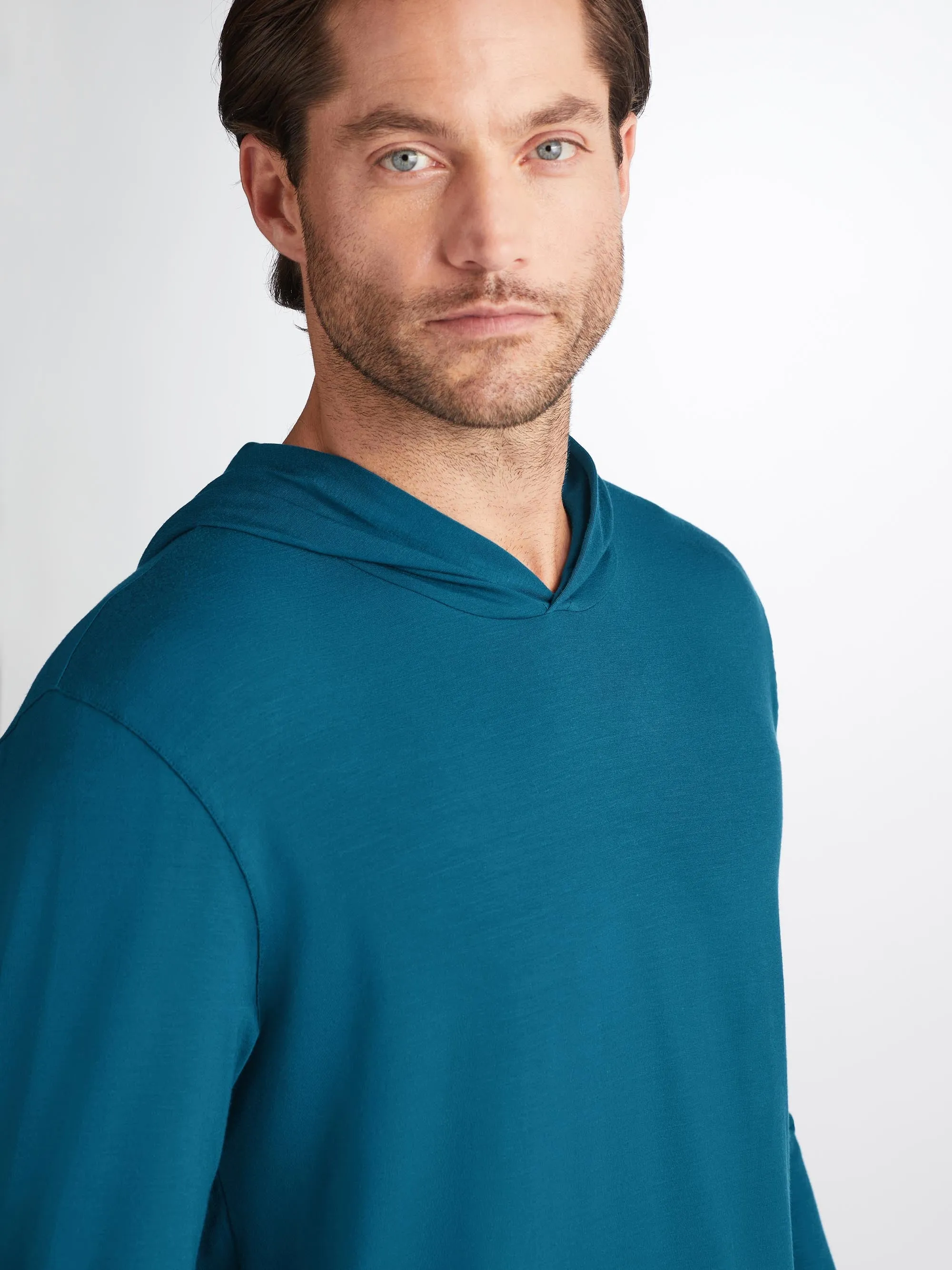 Men's Pullover Hoodie Basel Micro Modal Stretch Poseidon Blue sold by Derek Rose product image thumbnail 5