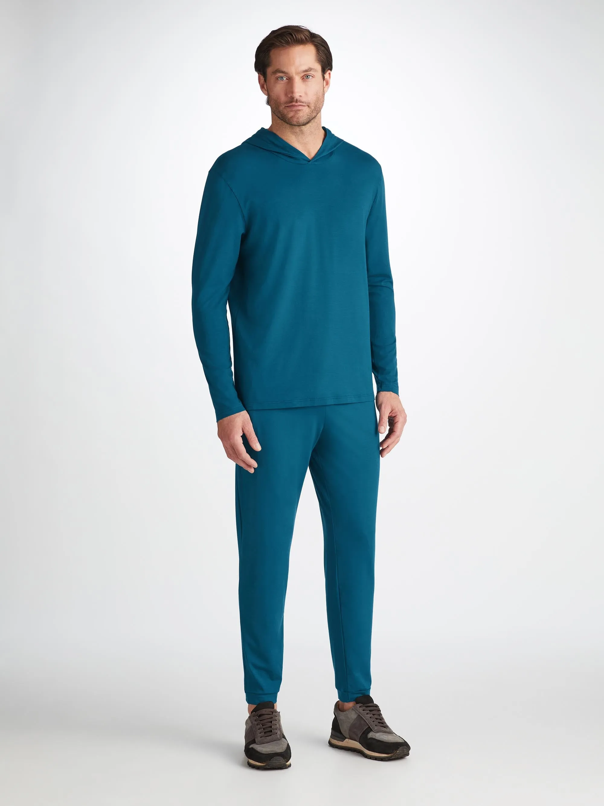 Men's Pullover Hoodie Basel Micro Modal Stretch Poseidon Blue sold by Derek Rose product image thumbnail 3