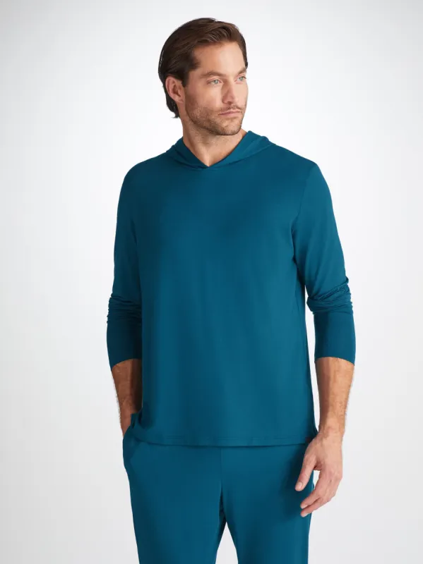 Men's Pullover Hoodie Basel Micro Modal Stretch Poseidon Blue sold by Derek Rose