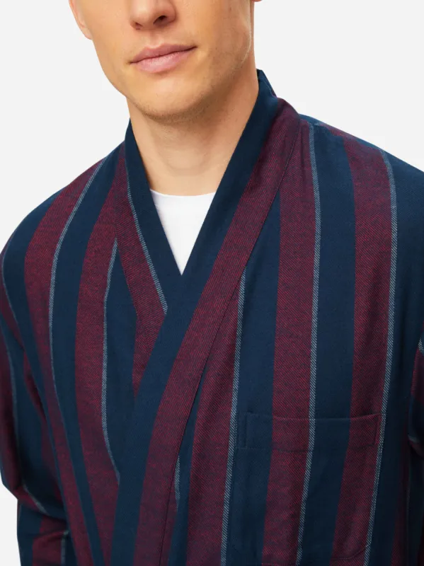 Men's Lounge Gown Kelburn 24 Brushed Cotton Navy sold by Derek Rose