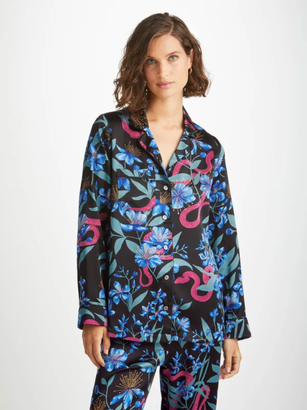 Women's Pyjamas Brindisi 101 Silk Satin Black sold by Derek Rose