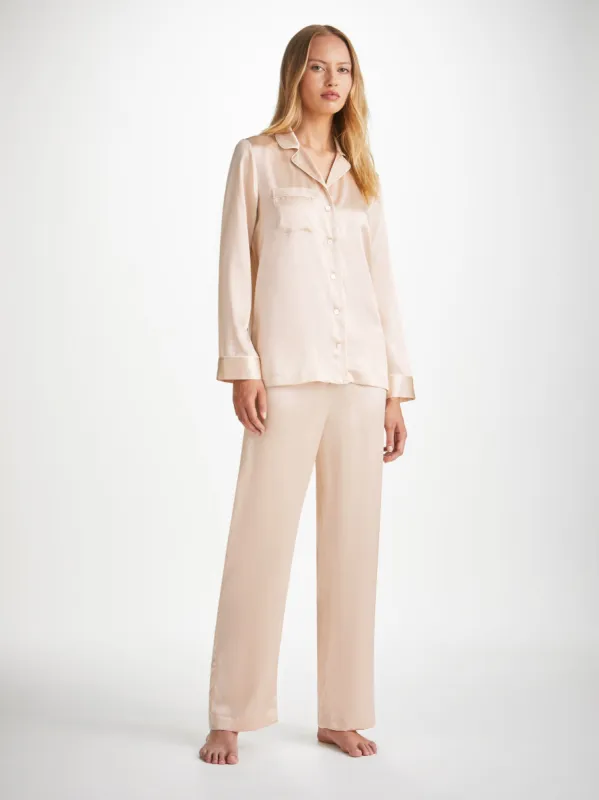 Women's Pajamas Bailey Silk Satin Champagne sold by Derek Rose