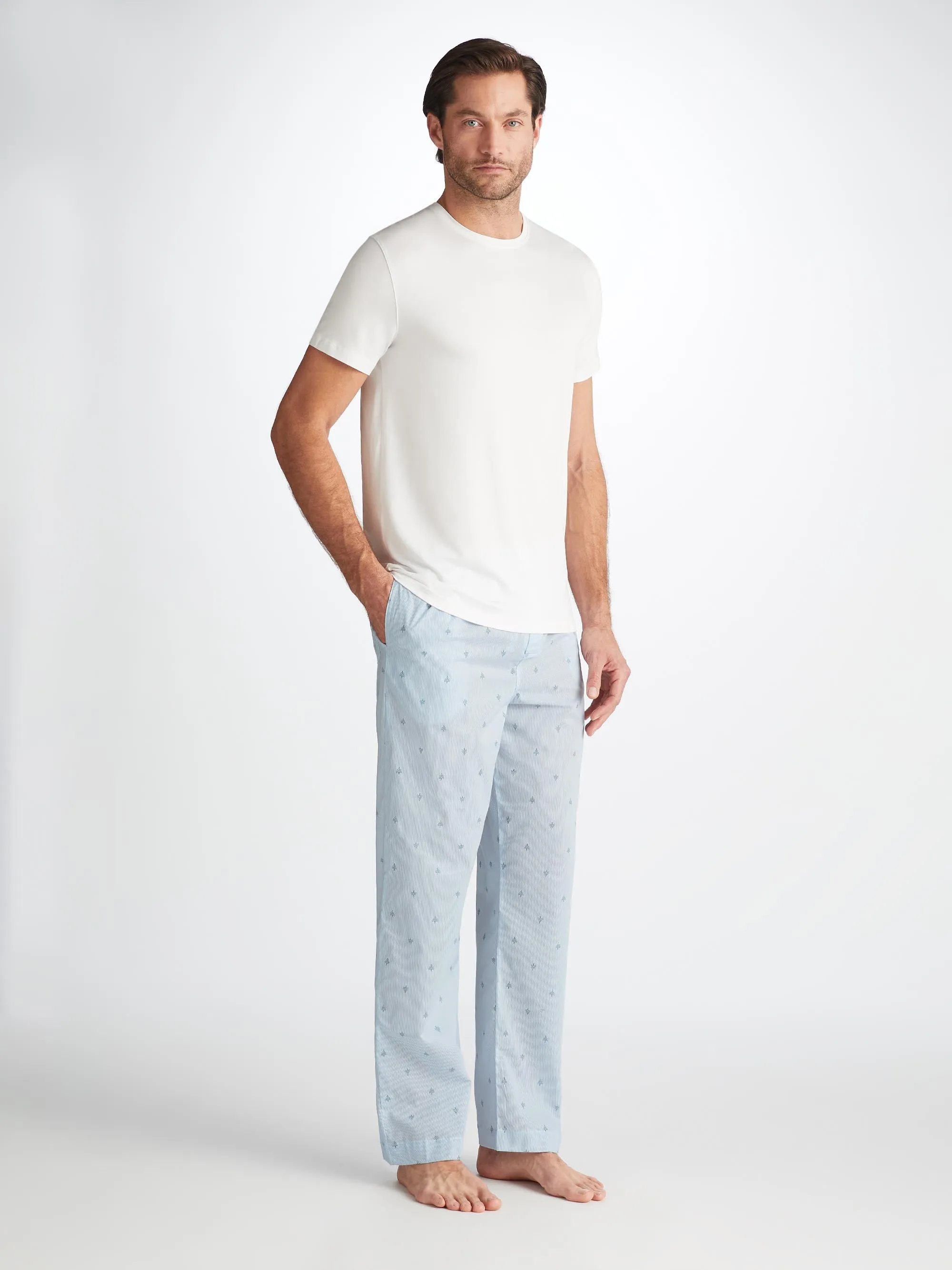 Men's Lounge Pants Nelson 100 Cotton Batiste Blue sold by Derek Rose product image thumbnail 3