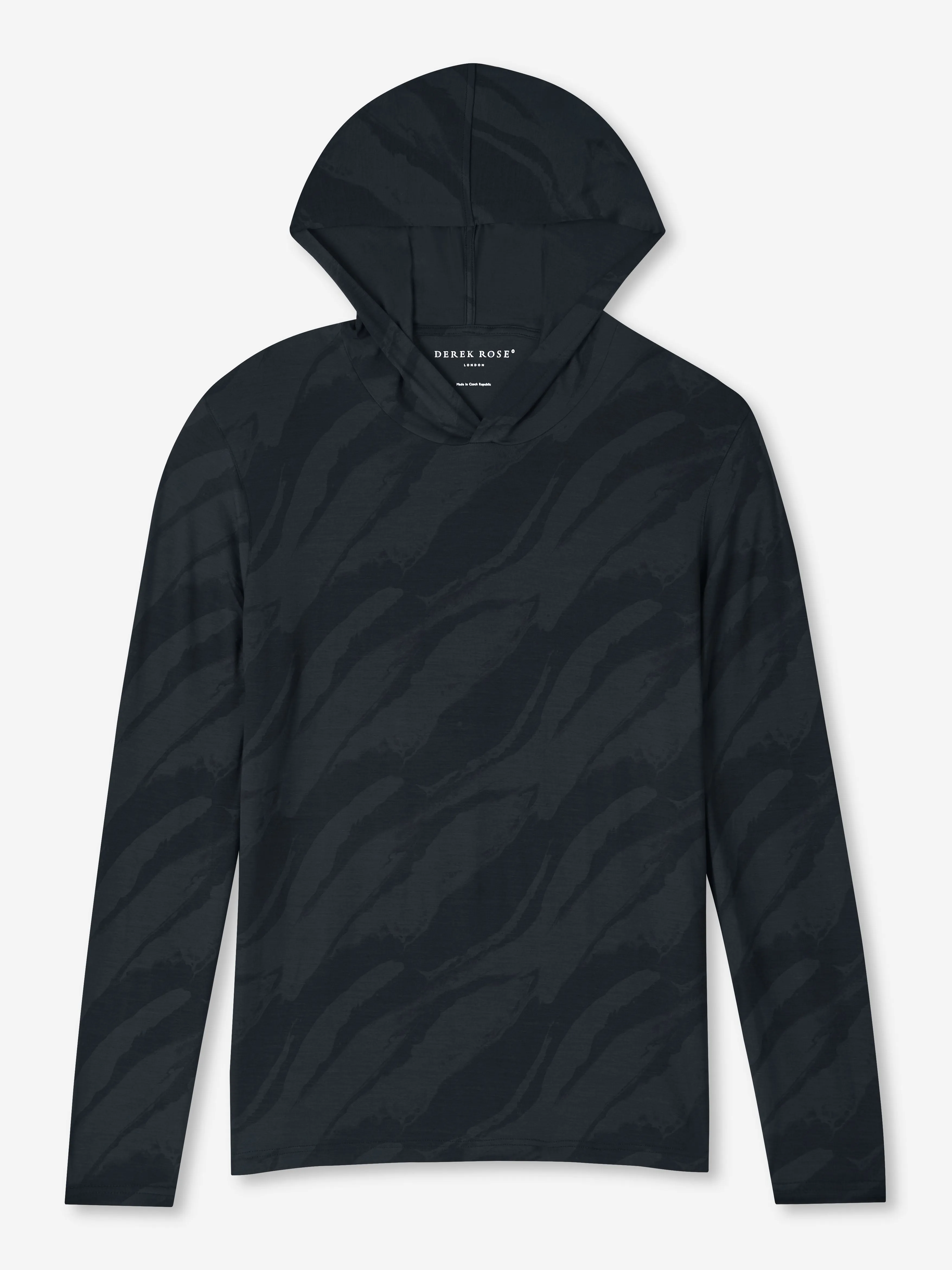Men's Pullover Hoodie London 8 Micro Modal Black sold by Derek Rose product image thumbnail 2