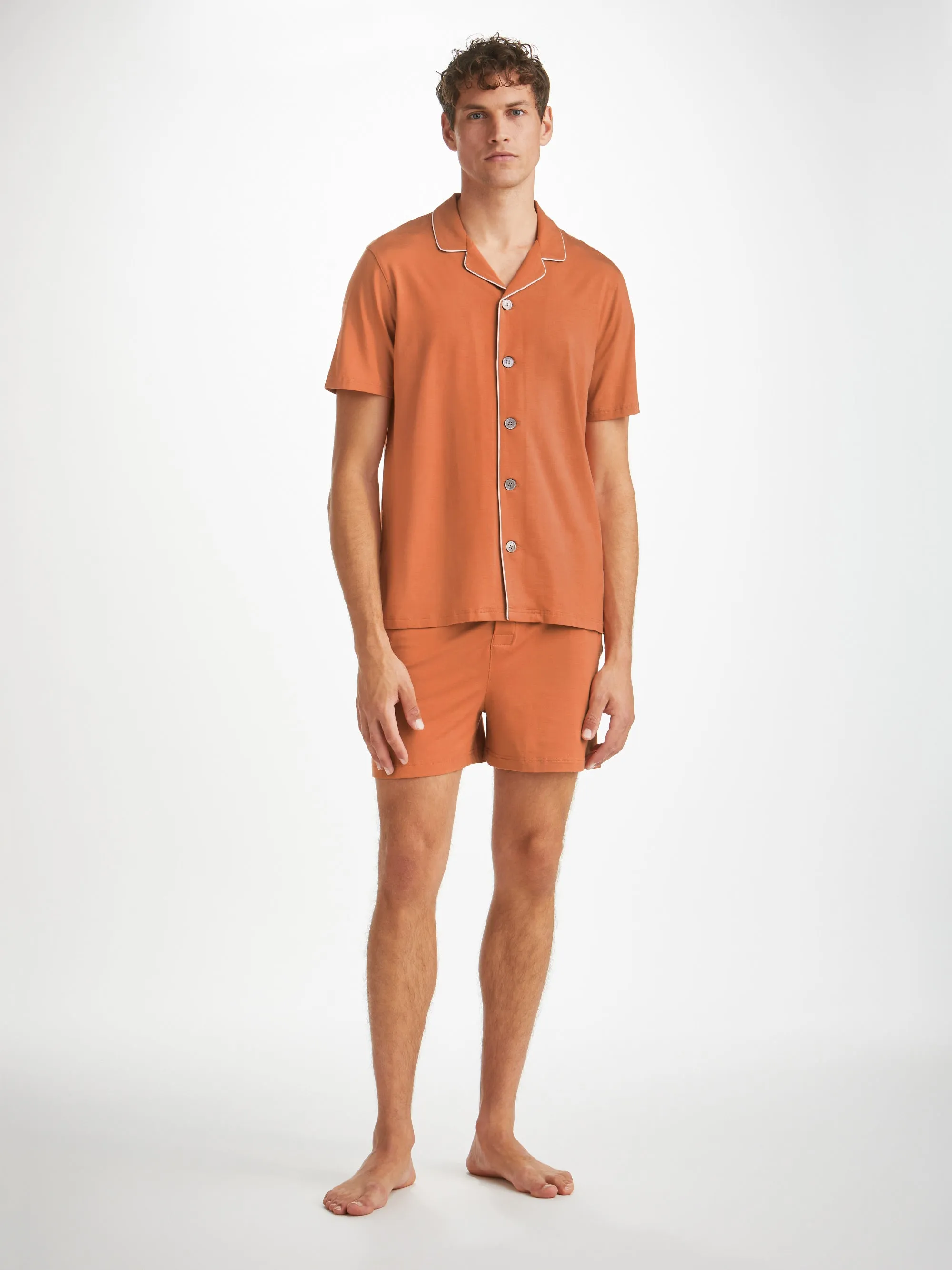 Men's Short Pyjamas Basel Micro Modal Stretch Terracotta sold by Derek Rose product image thumbnail 3
