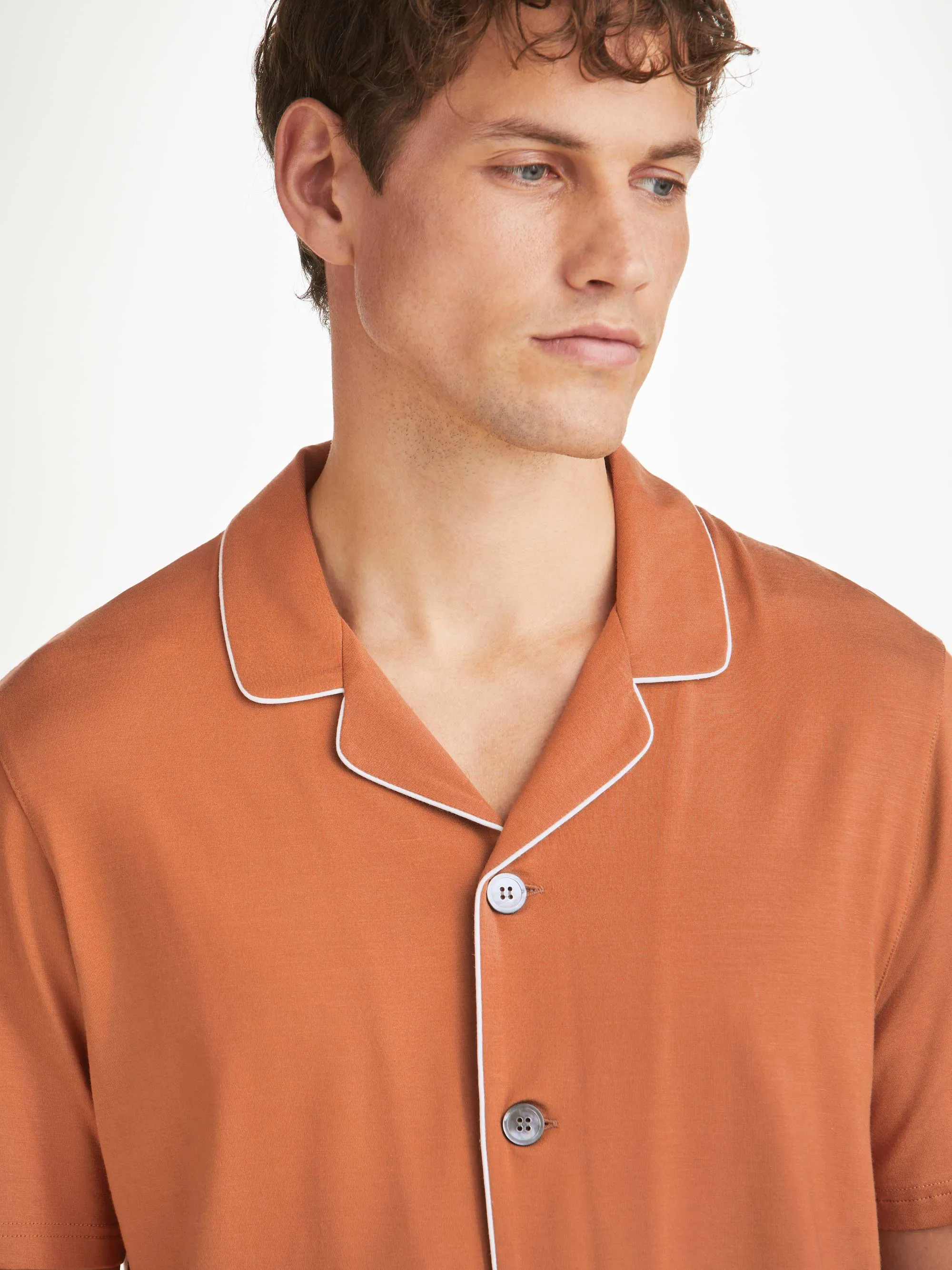 Men's Short Pyjamas Basel Micro Modal Stretch Terracotta sold by Derek Rose product image thumbnail 5