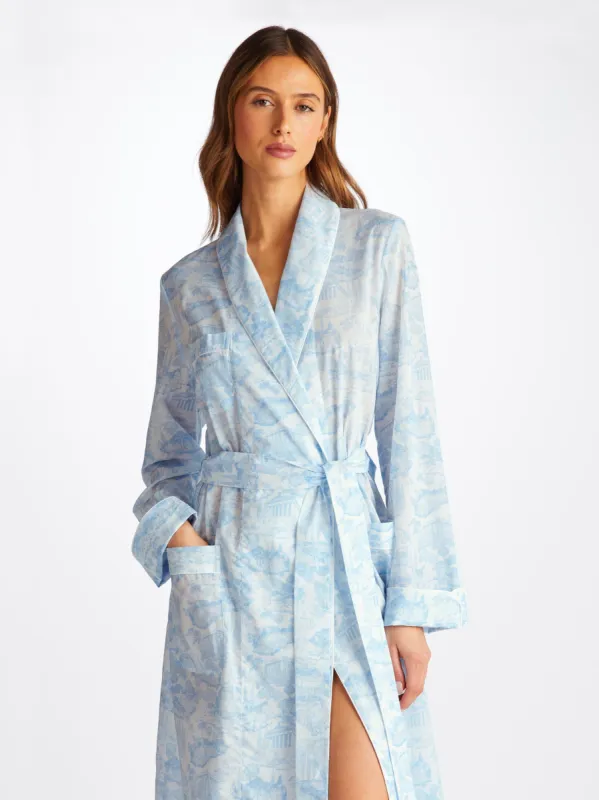 Women's Long Dressing Gown Ledbury 77 Cotton Batiste White sold by Derek Rose