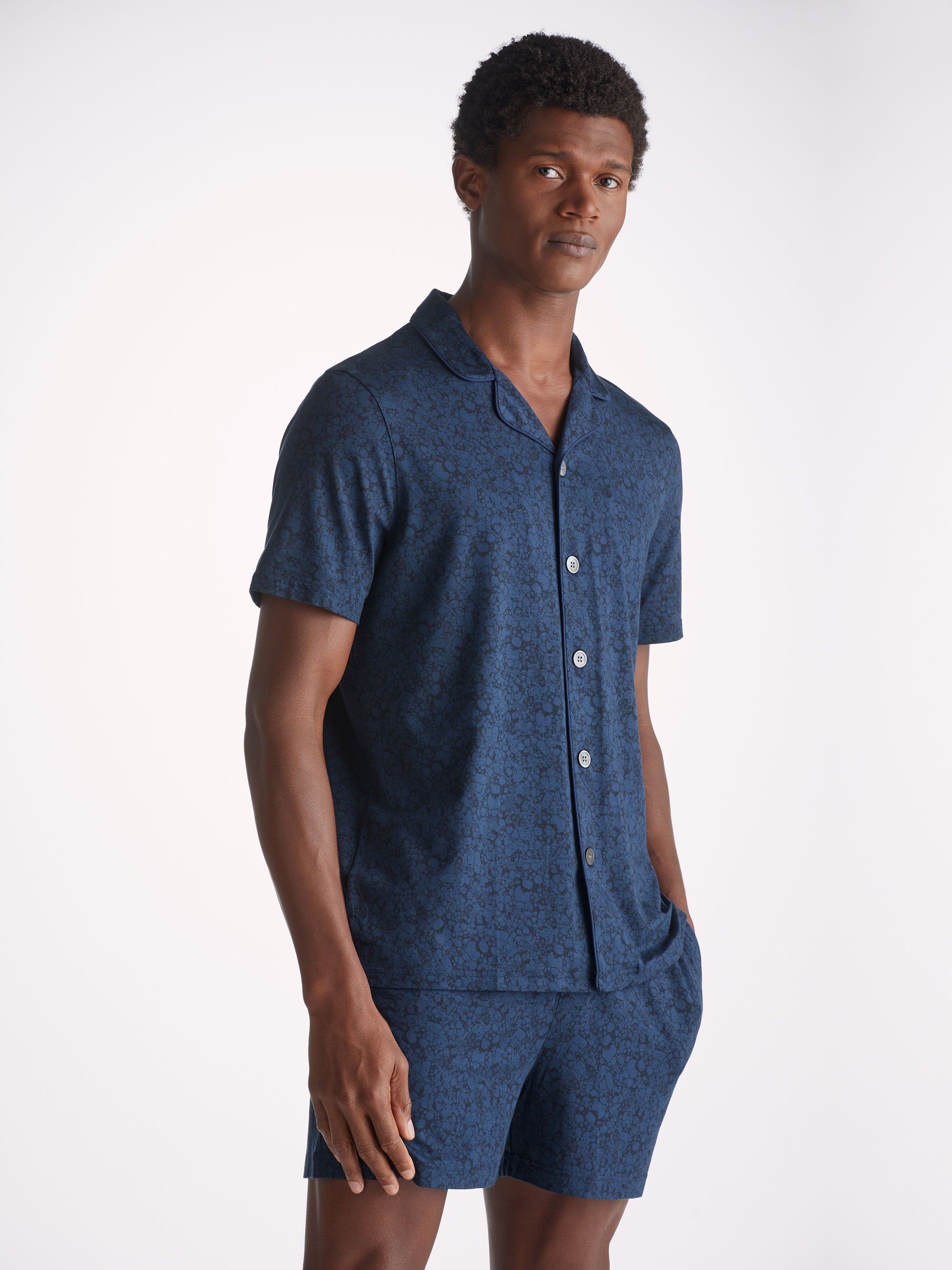 Men's Short Pyjamas London 10 Micro Modal Navy sold by Derek Rose product image thumbnail 3