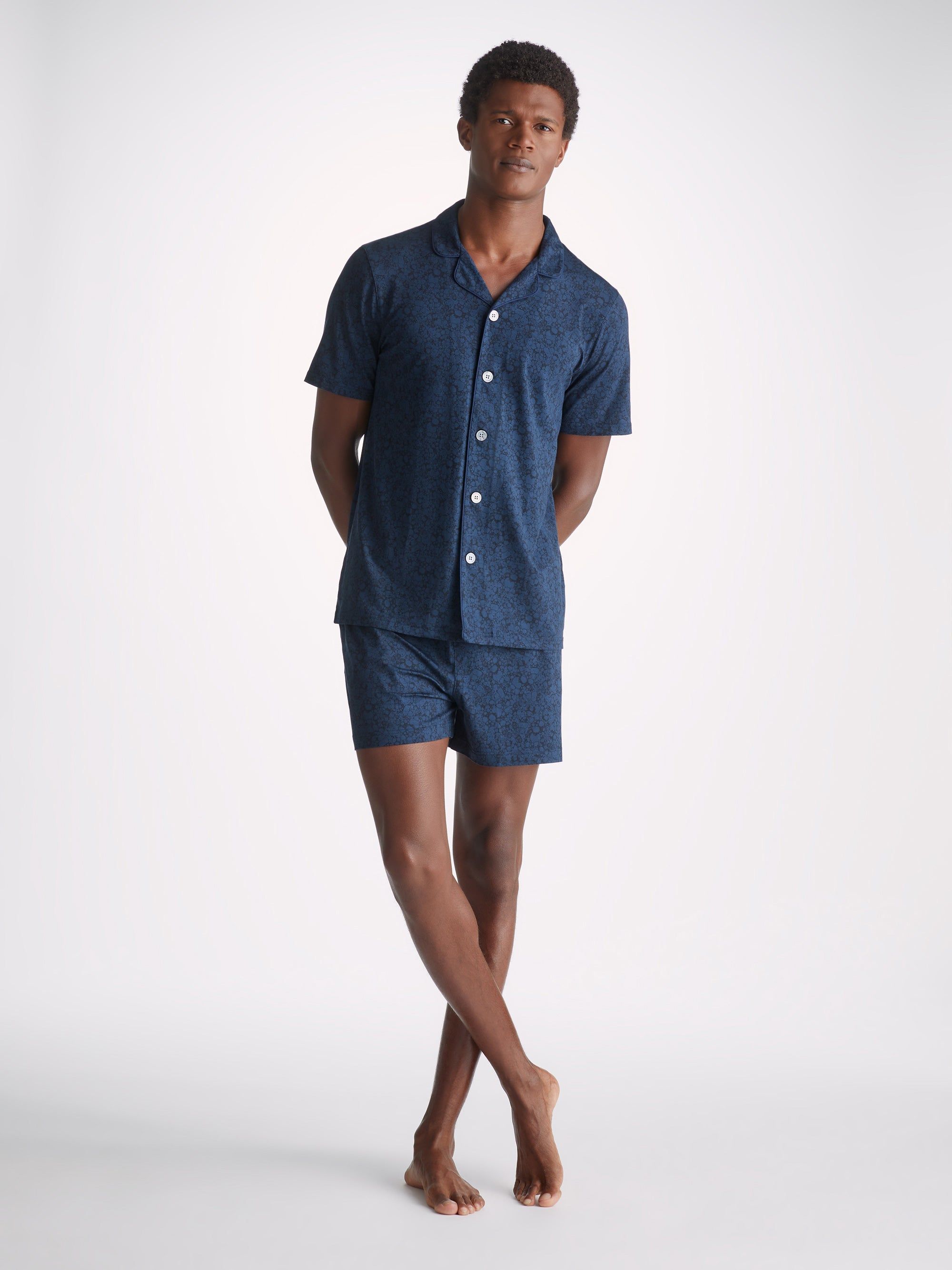 Men's Short Pyjamas London 10 Micro Modal Navy sold by Derek Rose