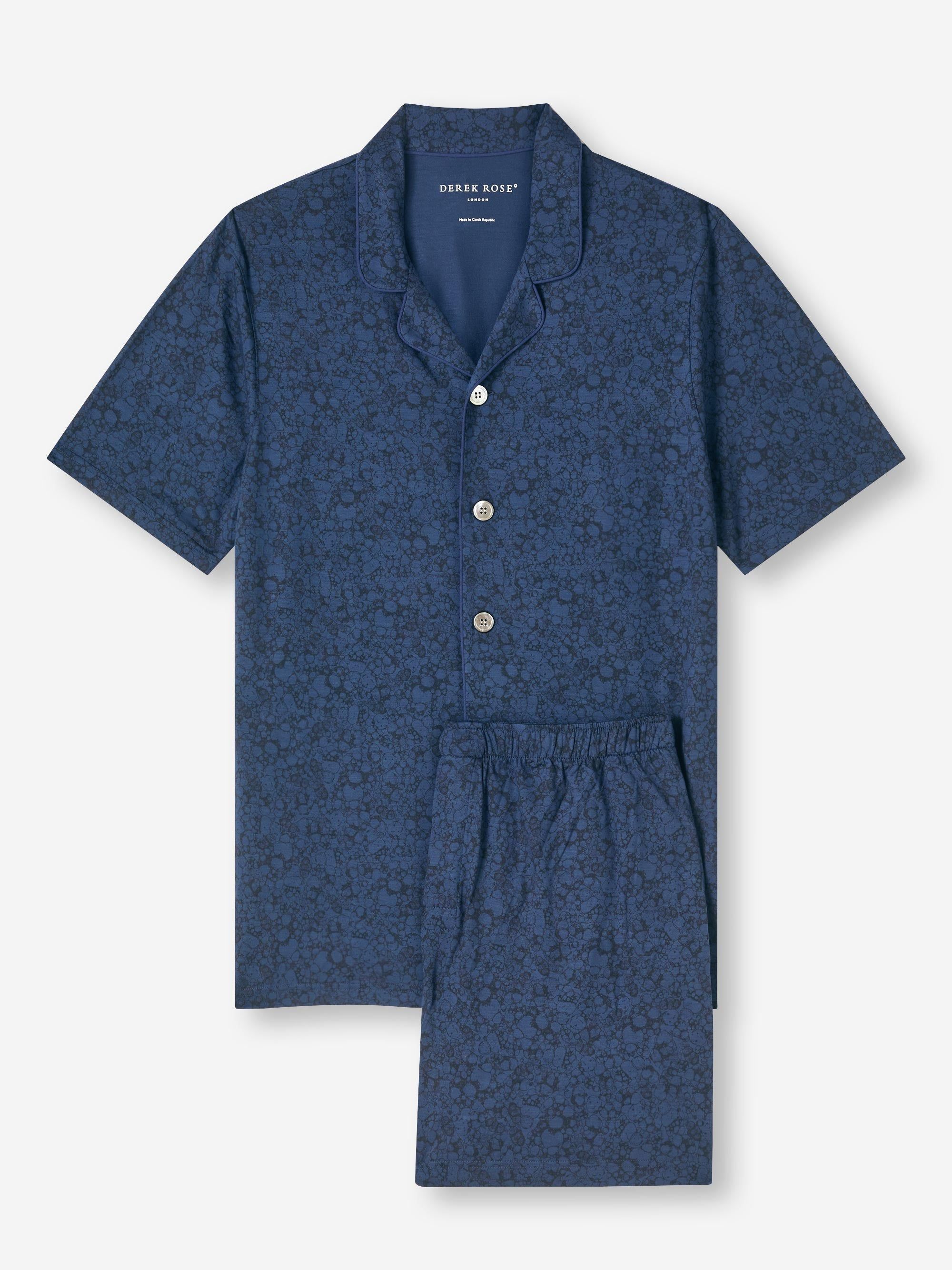 Men's Short Pyjamas London 10 Micro Modal Navy sold by Derek Rose product image thumbnail 2