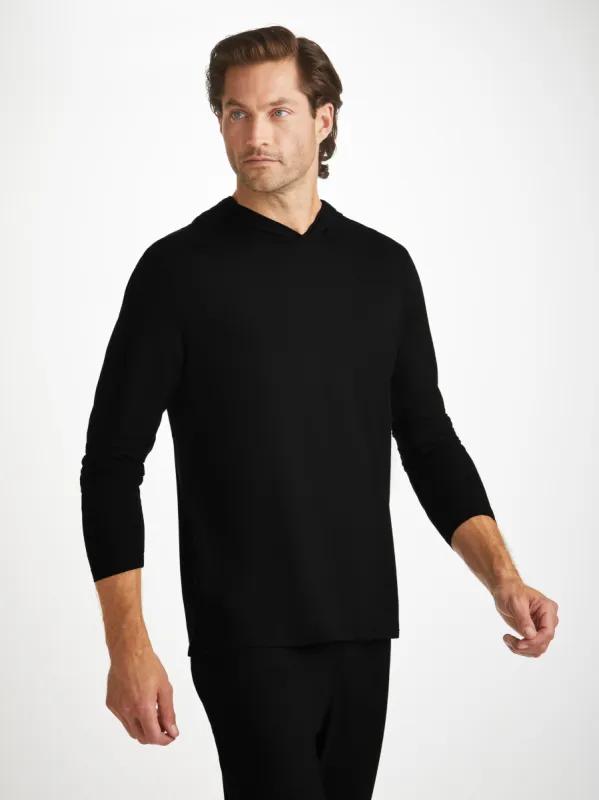 Men's Pullover Hoodie Basel Micro Modal Stretch Black sold by Derek Rose