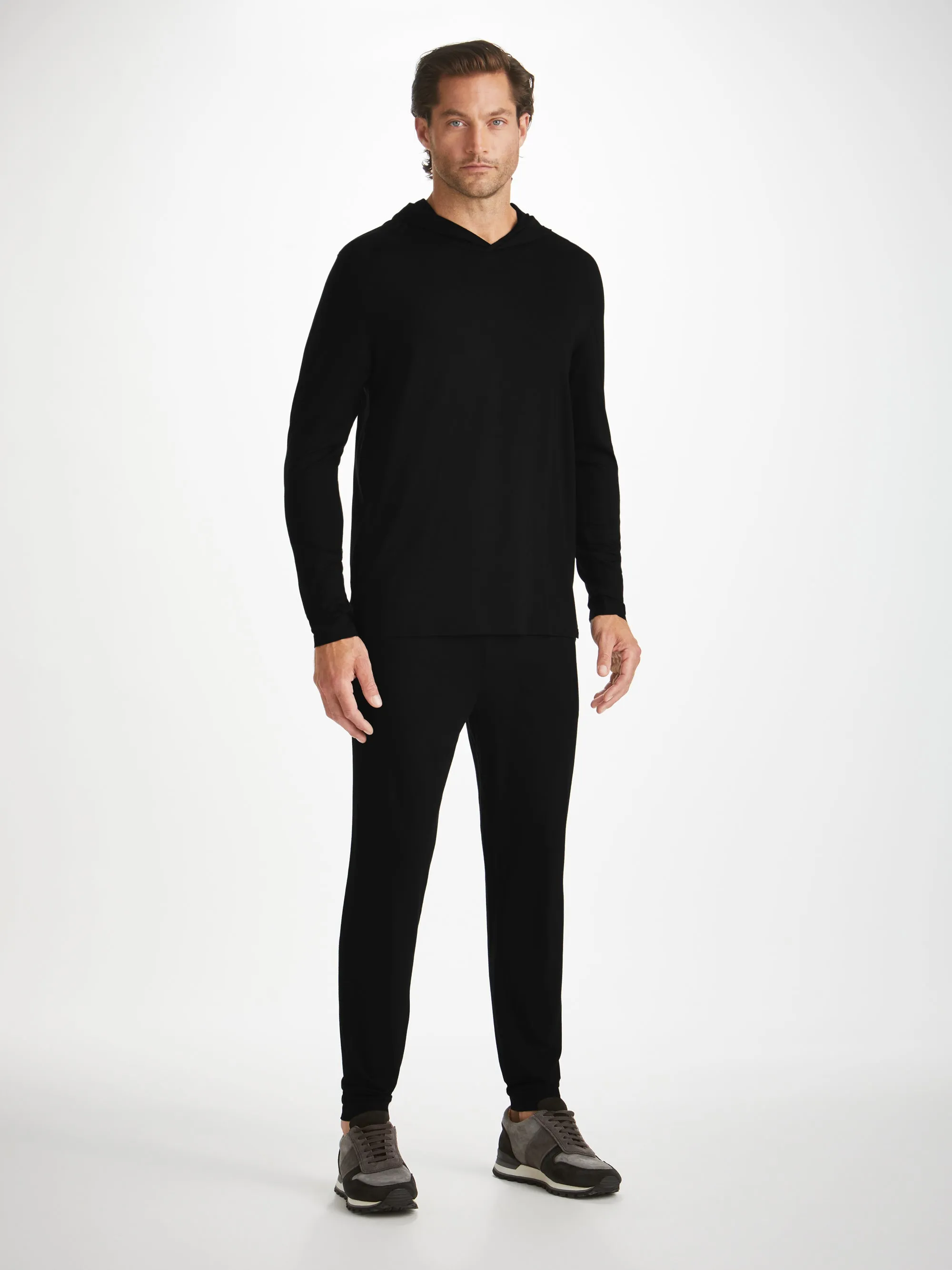 Men's Pullover Hoodie Basel Micro Modal Stretch Black sold by Derek Rose product image thumbnail 3