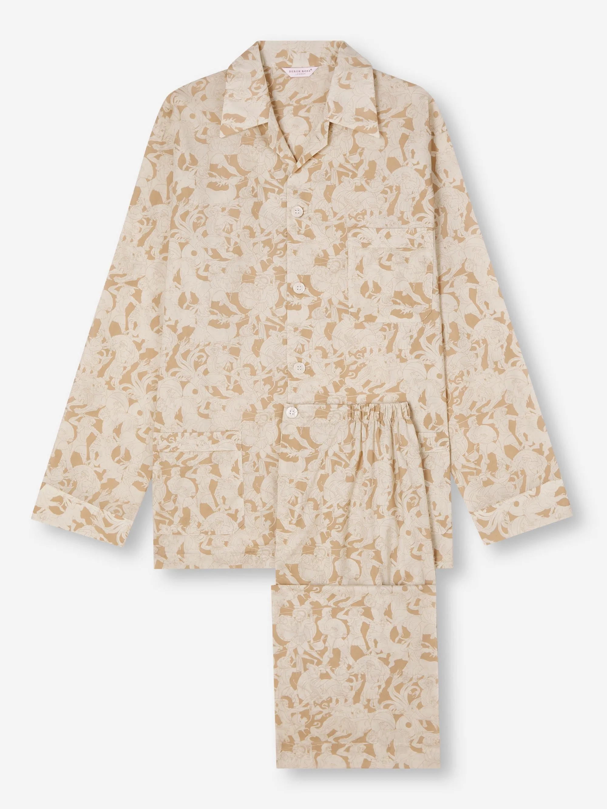 Men's Classic Fit Pajamas Ledbury 73 Cotton Batiste Sand sold by Derek Rose product image thumbnail 2