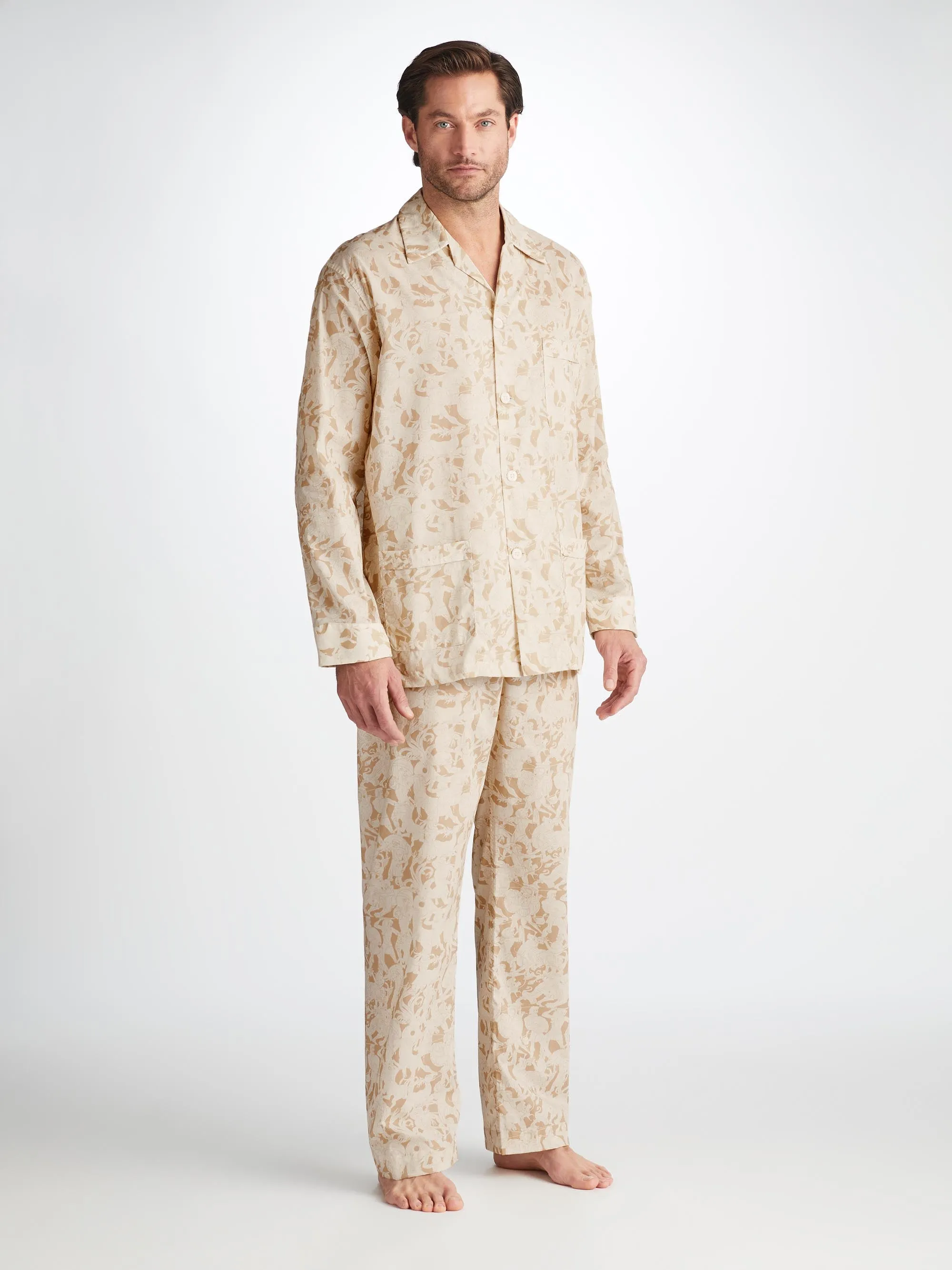 Men's Classic Fit Pajamas Ledbury 73 Cotton Batiste Sand sold by Derek Rose product image thumbnail 3