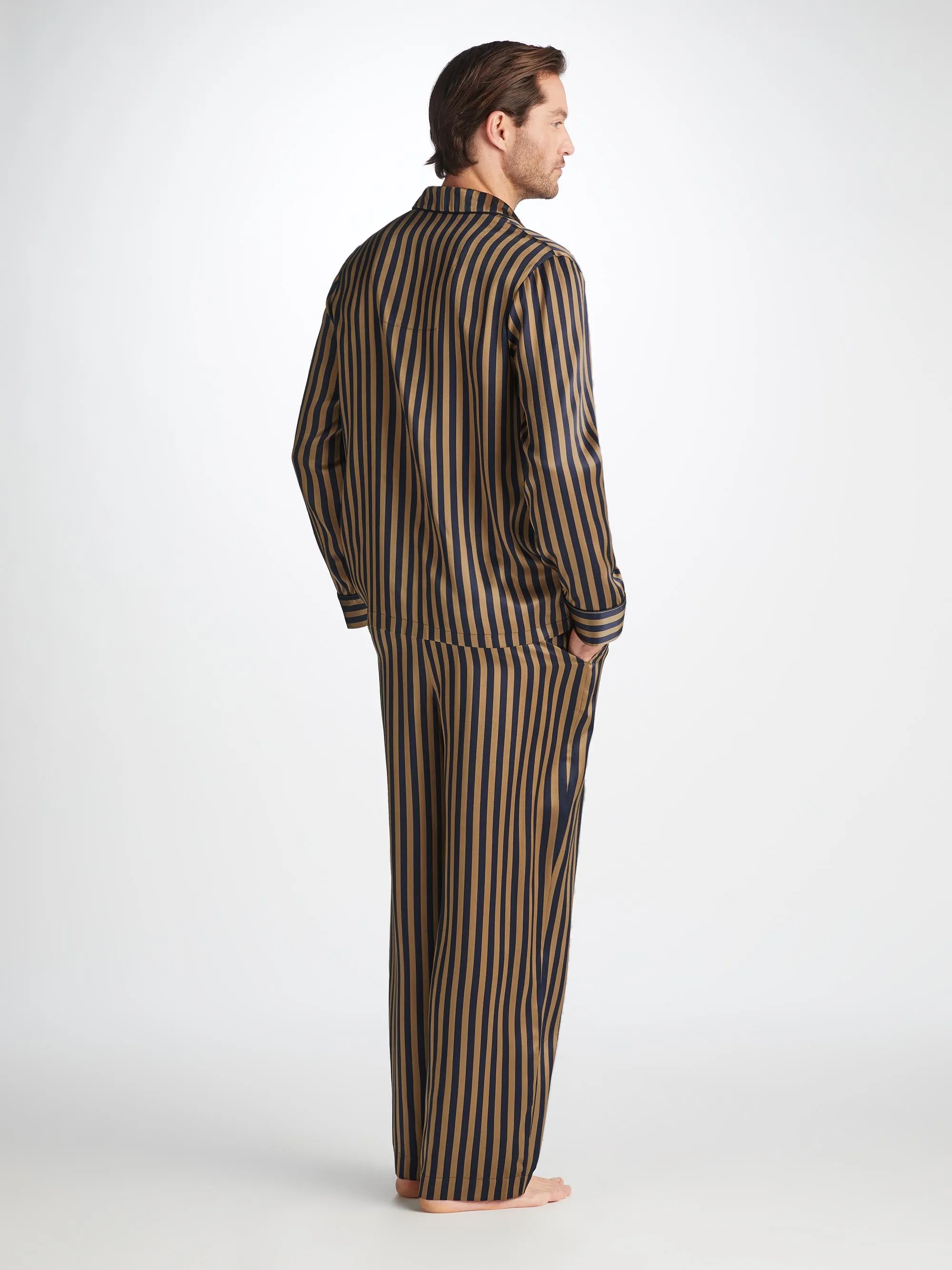 Men's Pajamas Brindisi 107 Silk Satin Navy sold by Derek Rose product image thumbnail 4