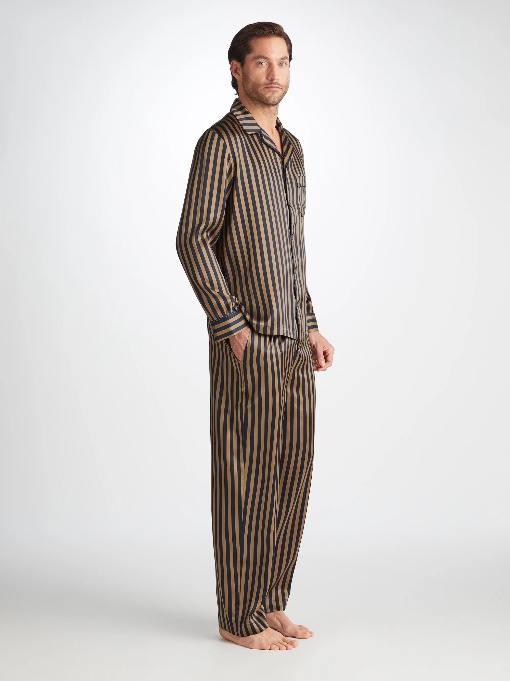 Men's Pajamas Brindisi 107 Silk Satin Navy sold by Derek Rose product image thumbnail 3