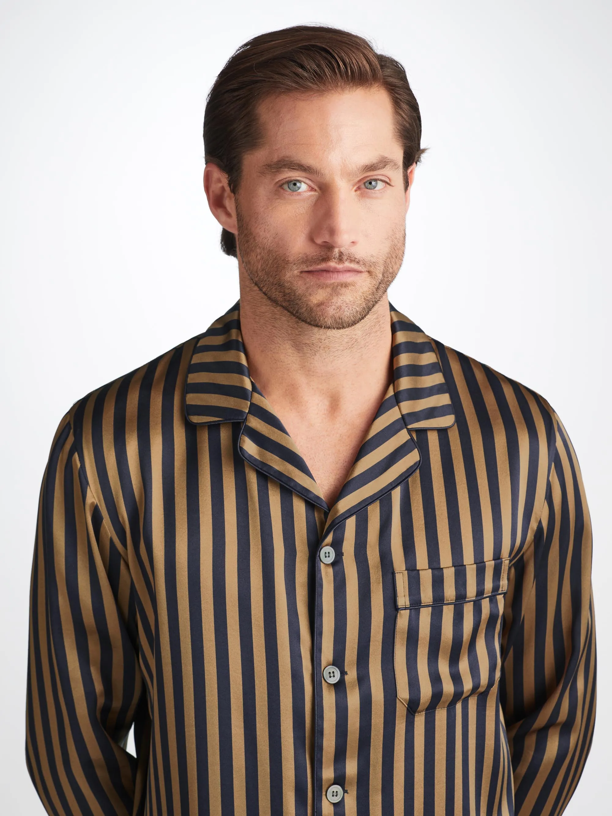 Men's Pajamas Brindisi 107 Silk Satin Navy sold by Derek Rose product image thumbnail 5