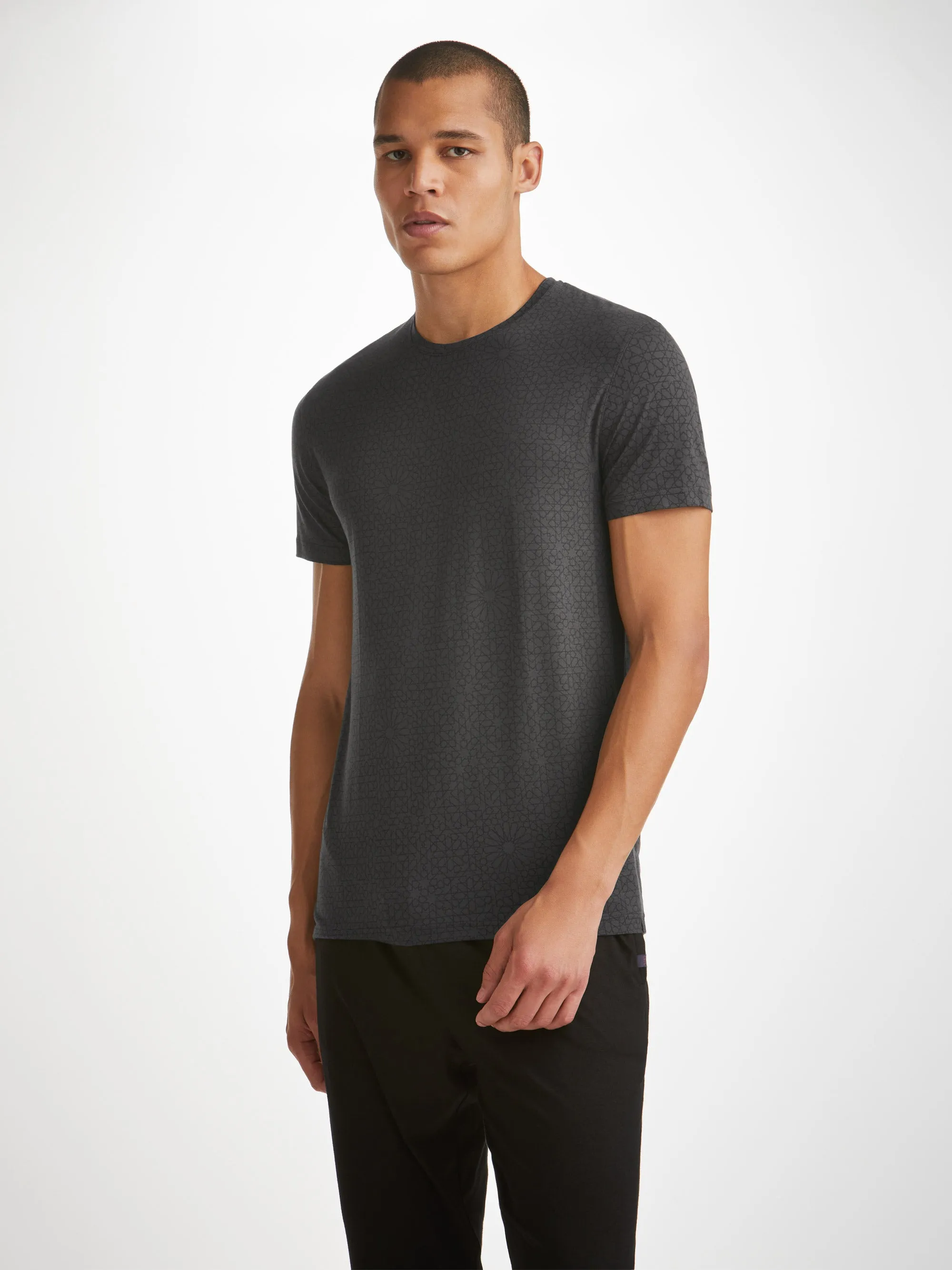 Men's T-Shirt London 12 Micro Modal Black sold by Derek Rose product image thumbnail 5