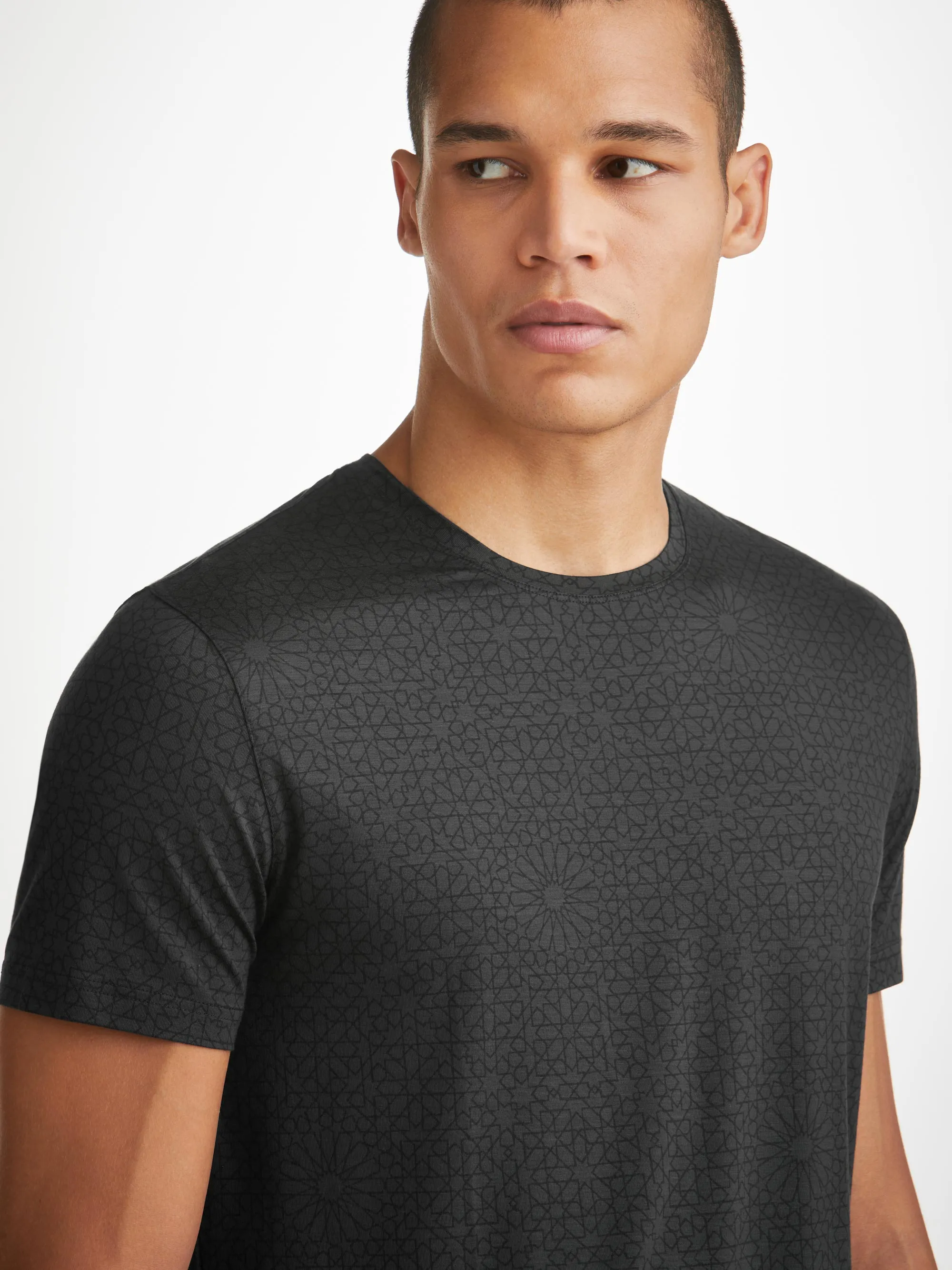 Men's T-Shirt London 12 Micro Modal Black sold by Derek Rose
