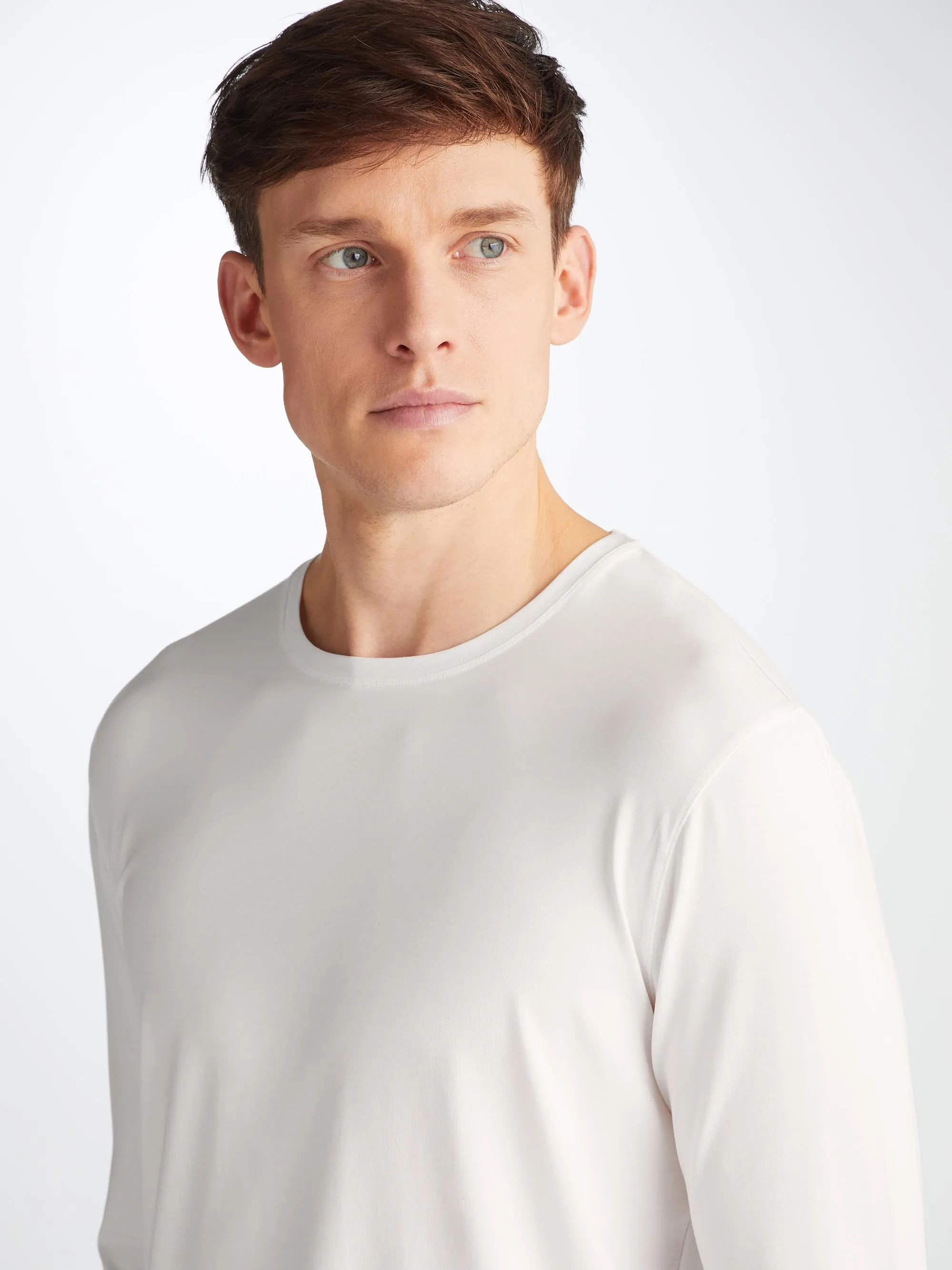 Men's Long Sleeve T-Shirt Basel Micro Modal Stretch White sold by Derek Rose product image thumbnail 5