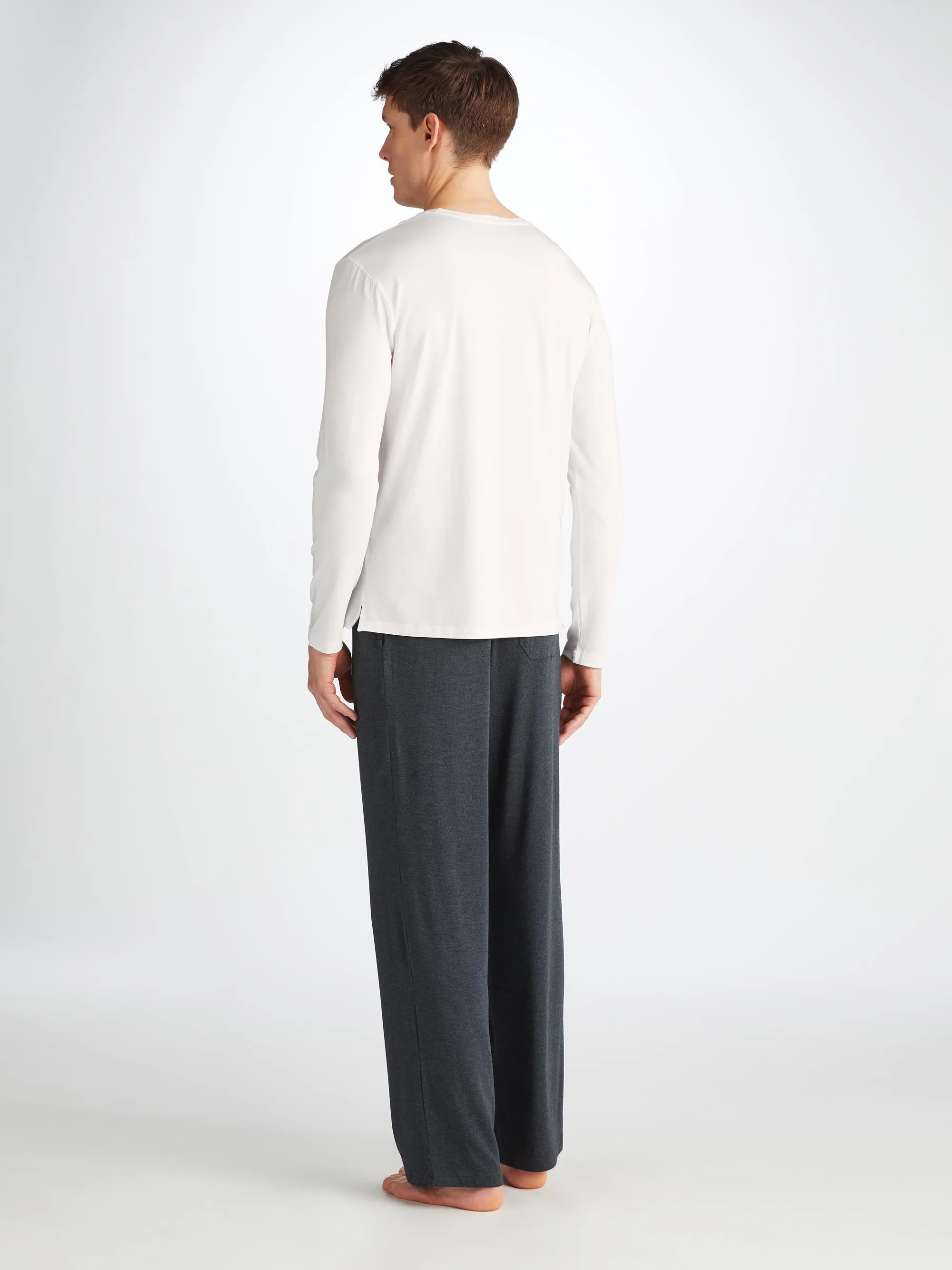 Men's Long Sleeve T-Shirt Basel Micro Modal Stretch White sold by Derek Rose product image thumbnail 4