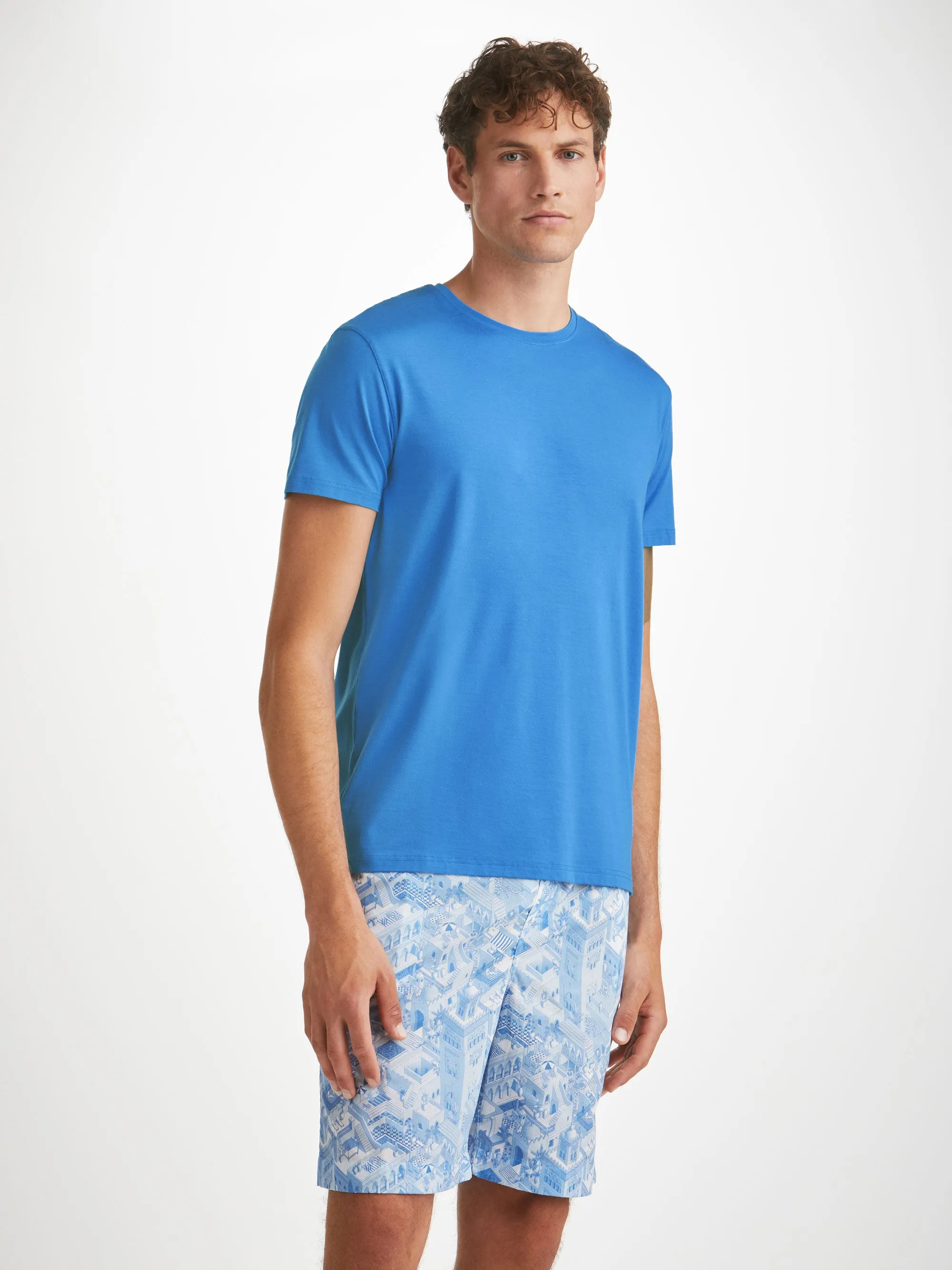 Men's T-Shirt Basel Micro Modal Stretch Azure Blue sold by Derek Rose
