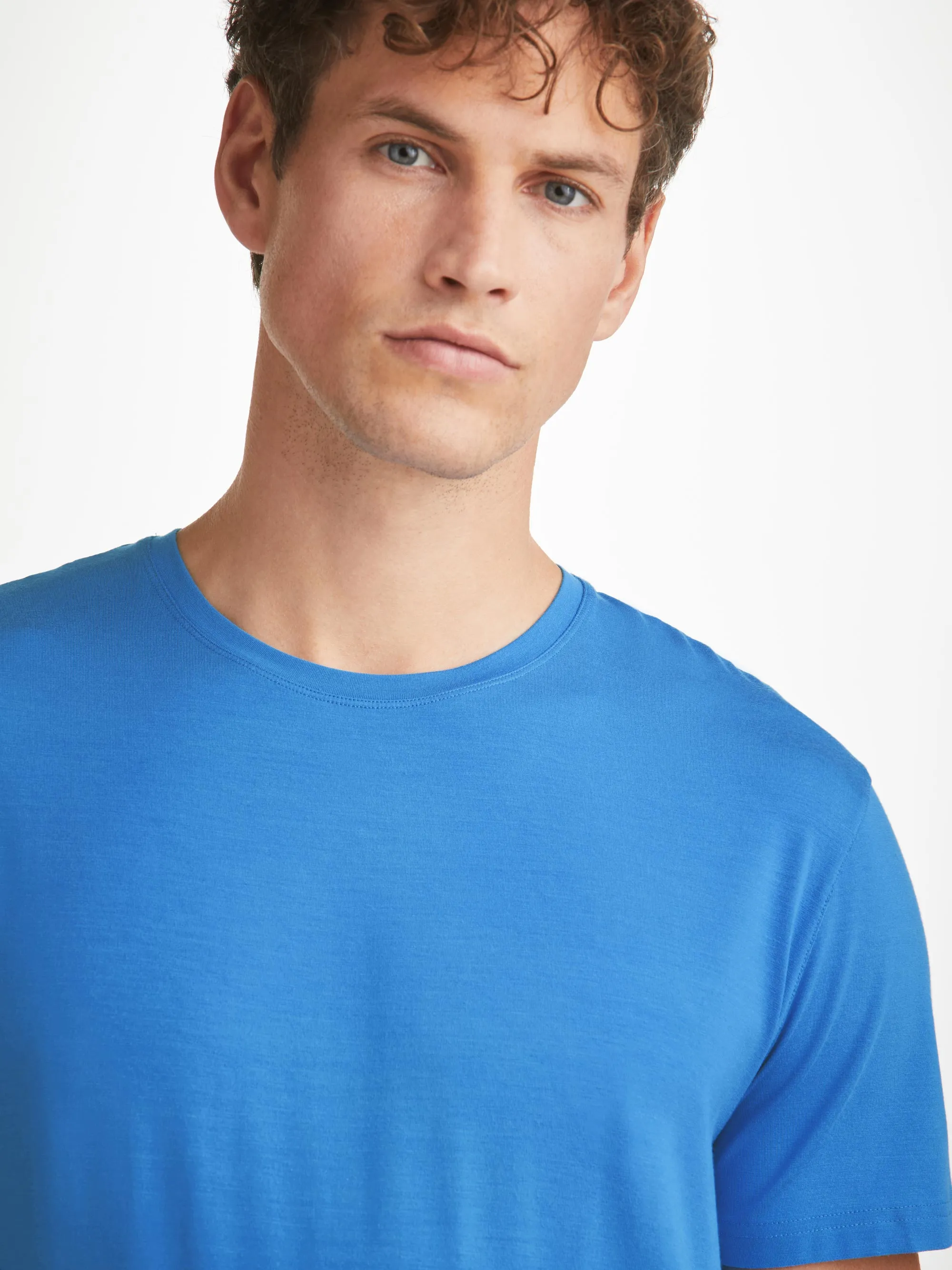 Men's T-Shirt Basel Micro Modal Stretch Azure Blue sold by Derek Rose product image thumbnail 5