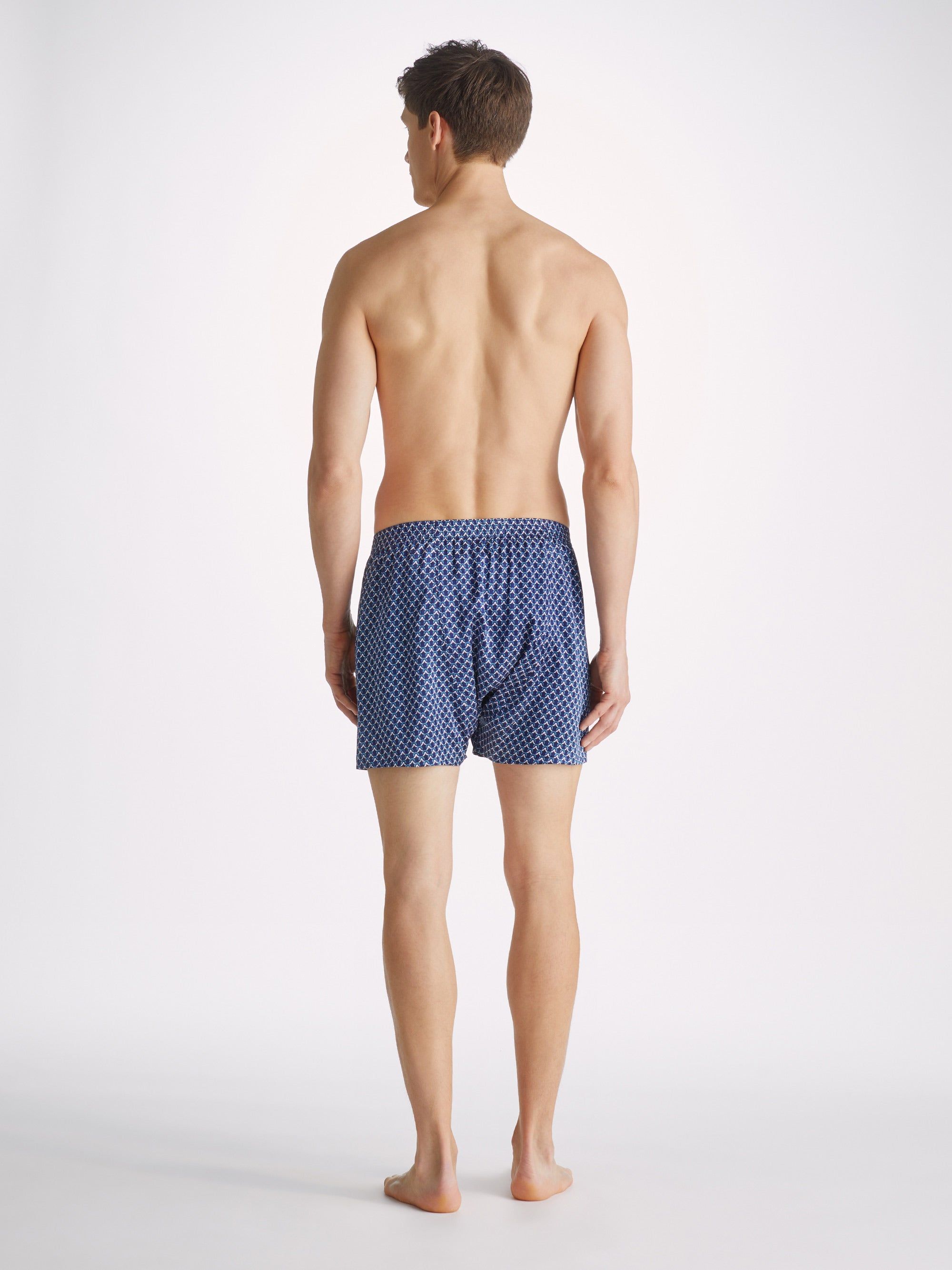 Men's Classic Fit Boxers Brindisi 94 Silk Satin Navy sold by Derek Rose product image thumbnail 4