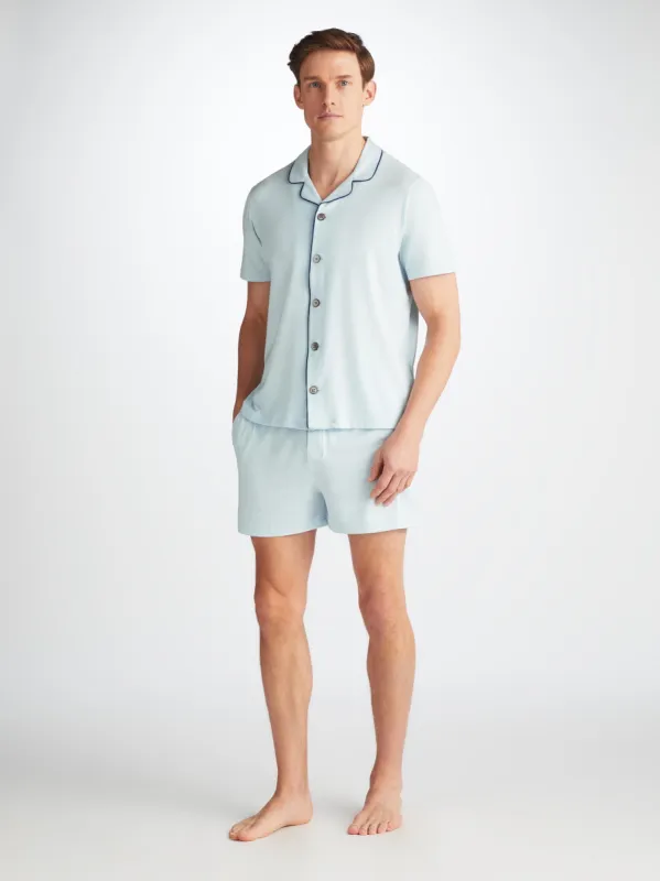 Men's Short Pajamas Basel Micro Modal Stretch Ice Blue sold by Derek Rose