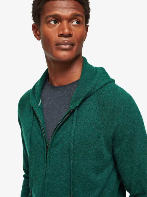 Men's Hoodie Finley Cashmere Dark Green Heather sold by Derek Rose