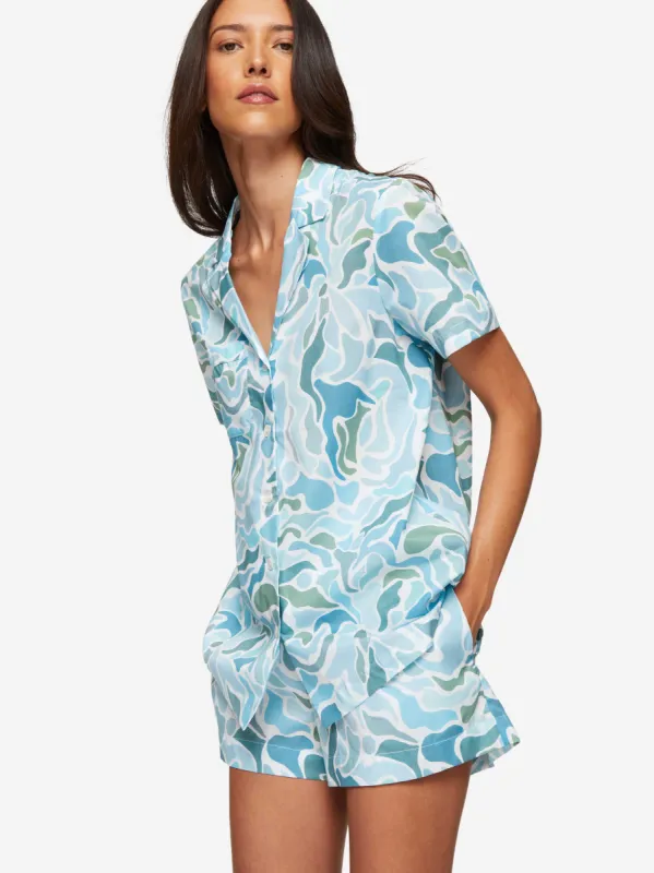 Women's Short Pyjamas Ledbury 61 Cotton Batiste Green sold by Derek Rose
