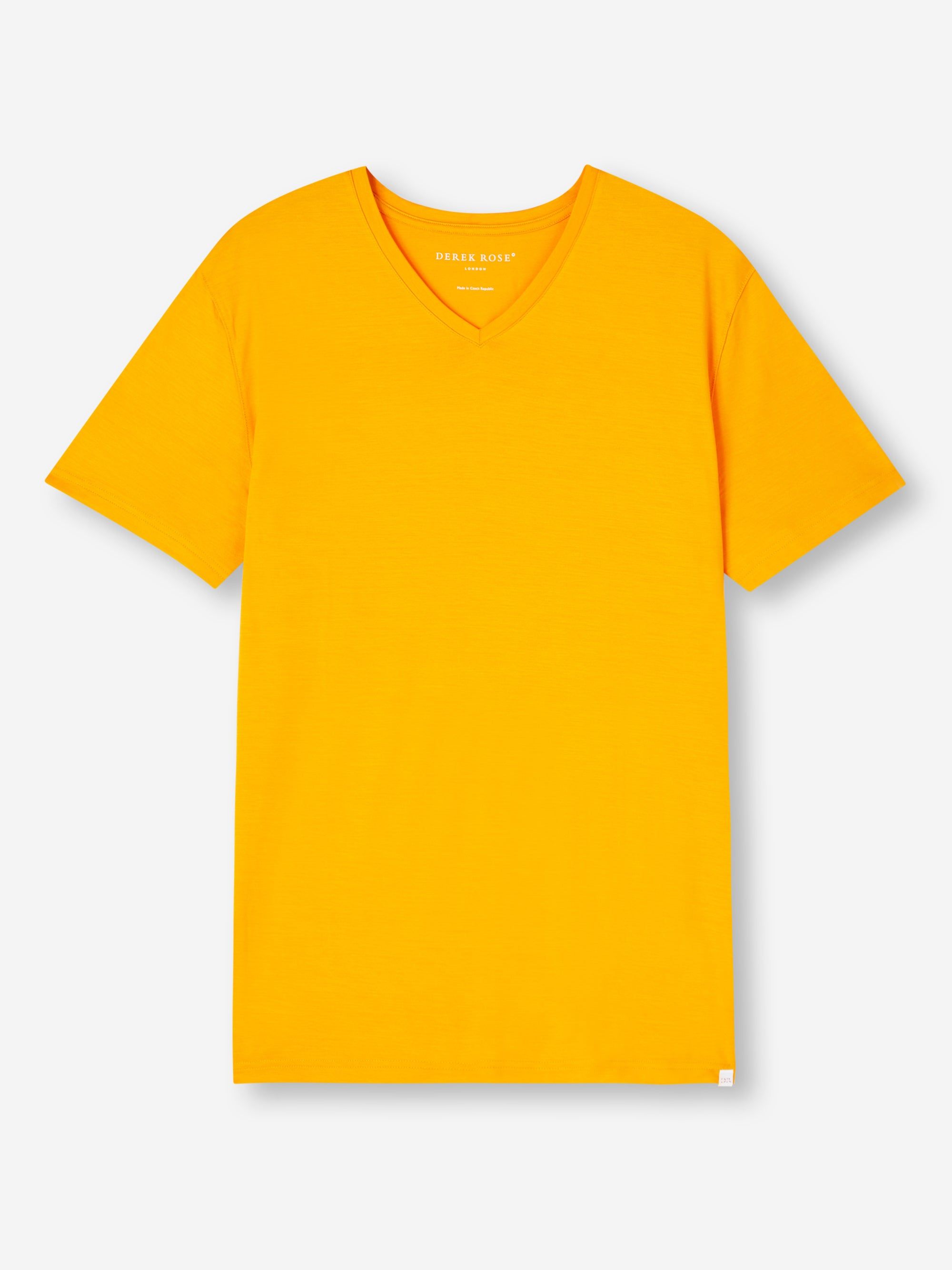 Men's V-Neck T-Shirt Basel Micro Modal Stretch Saffron sold by Derek Rose product image thumbnail 2