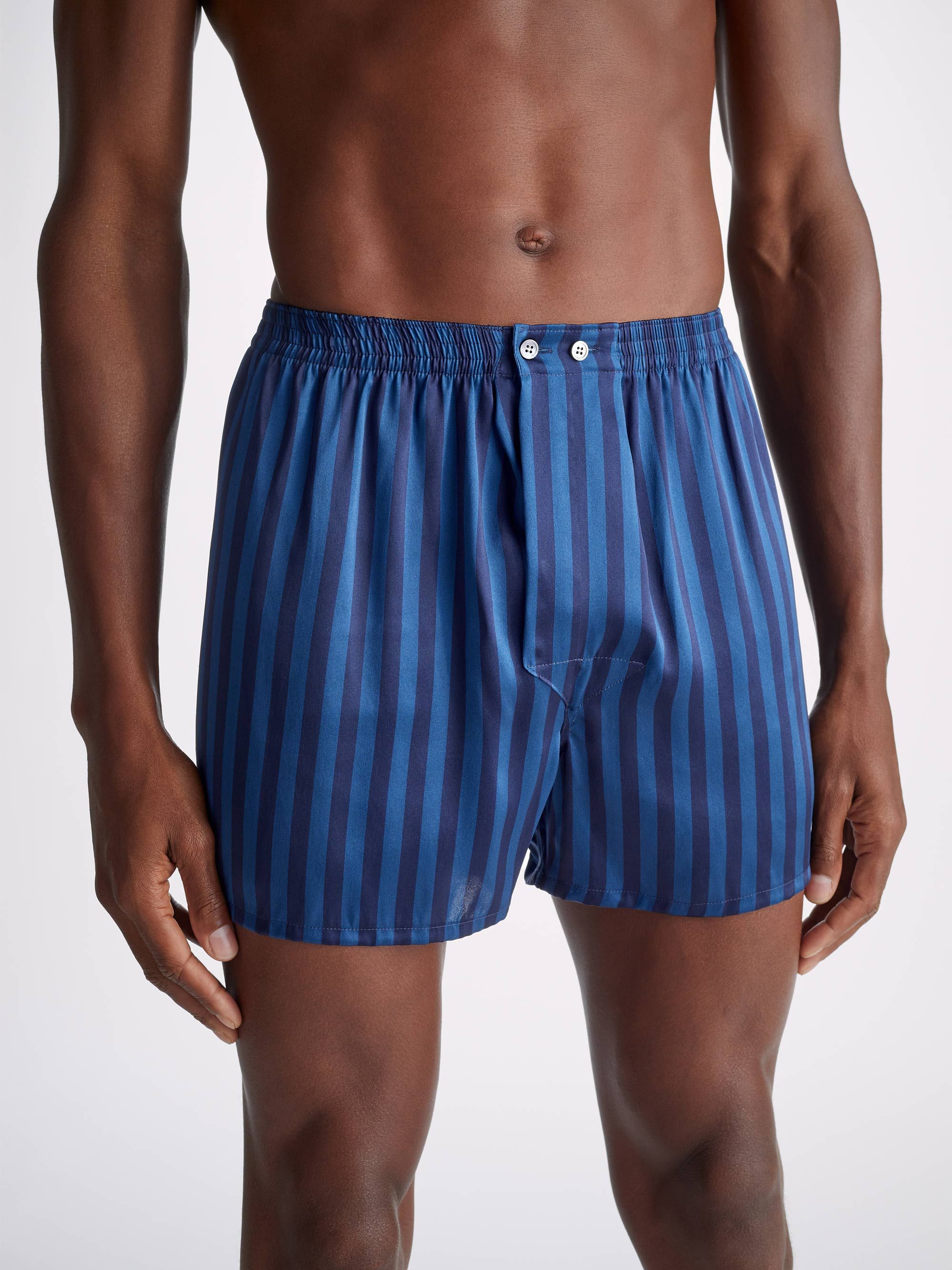 Men's Classic Fit Boxers Brindisi 92 Silk Satin Navy sold by Derek Rose product image thumbnail 5