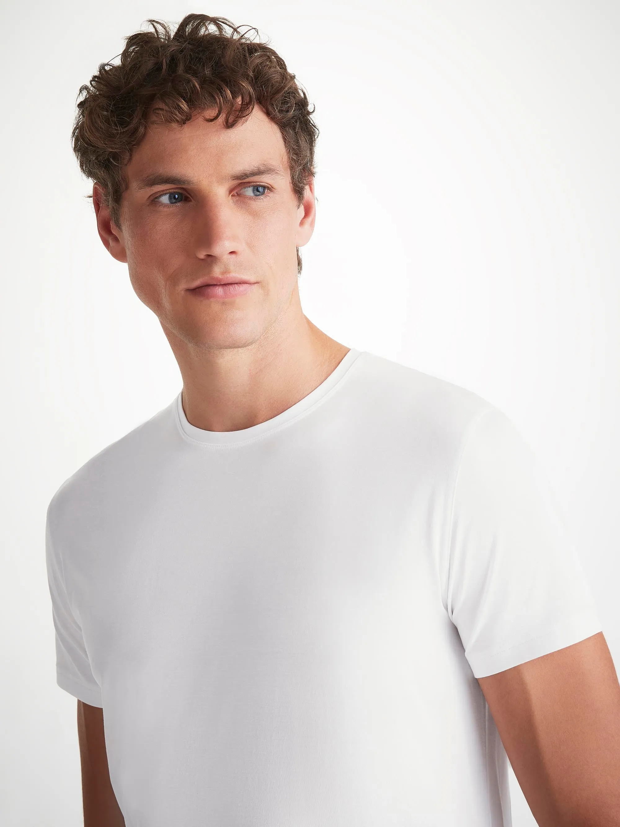 Men's T-Shirt Basel Micro Modal Stretch White sold by Derek Rose